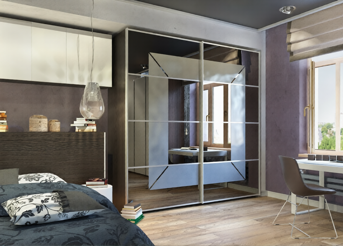 Шкаф-Купе в раздвижной системе ОРК с пескоструем.