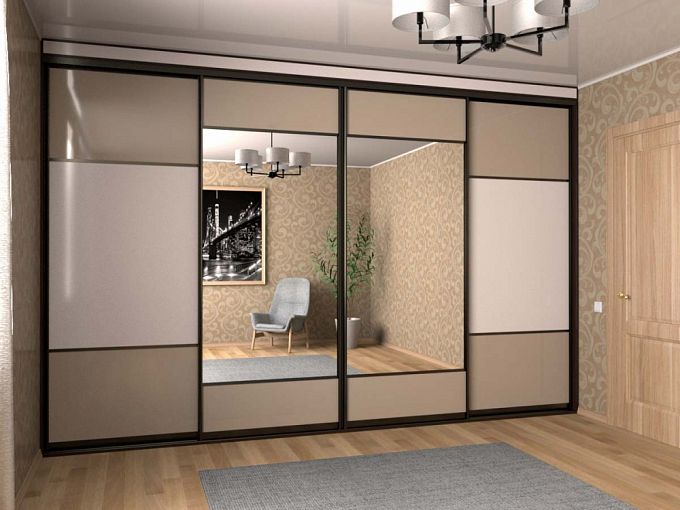 Шкаф-Купе комбинированный с зеркалом и лакобелем.