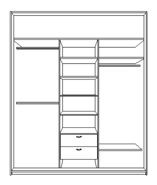 Внутреннего наполнения трех дверного шкафа-купе.