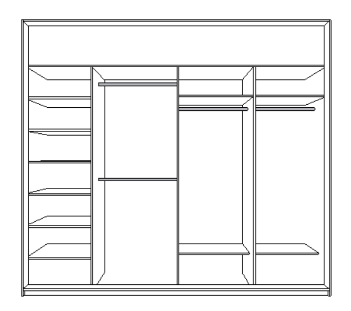 Внутреннего наполнения четырех дверного шкафа-купе.