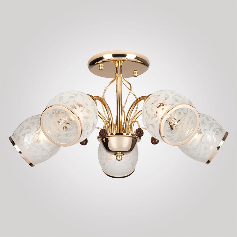 Потолочная люстра со стеклянными плафонами 30026/5 золото