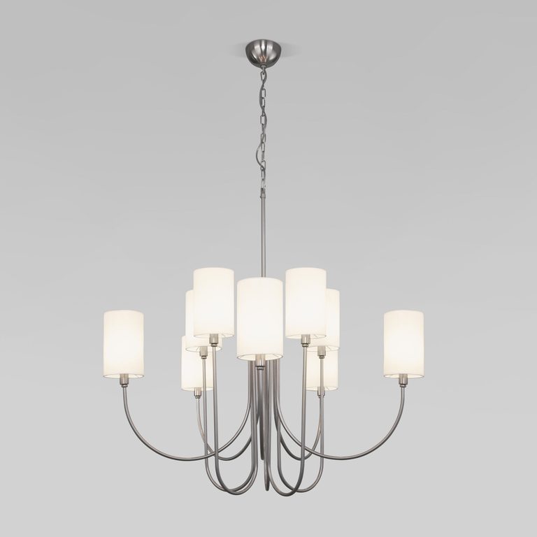 Умная подвесная люстра с тканевыми абажурами 60164/10 никель