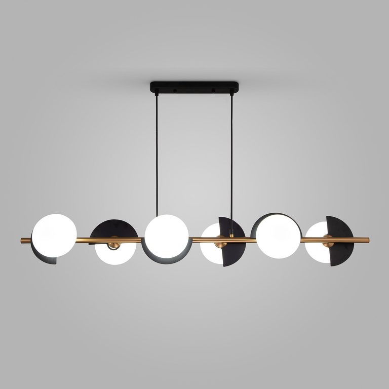 Умный подвесной светильник со стеклянными плафонами 70149/6 черный/латунь