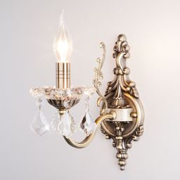 Настенный светильник с хрусталем 3281/1 белый с золотом