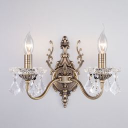 Настенный светильник с хрусталем 3281/2 белый с золотом