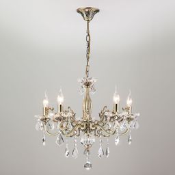 Подвесная люстра с хрусталем 3281/5 белый с золотом