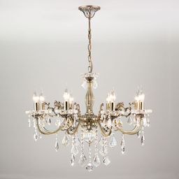 Подвесная люстра с хрусталем 3281/8 белый с золотом