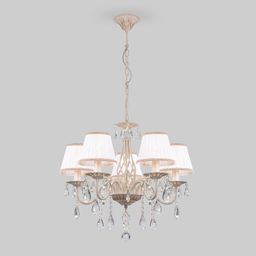 Подвесная люстра с тканевыми абажурами 10054/5 белый с золотом