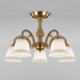 Потолочная люстра со стеклянными плафонами 60107/5 белый с золотом