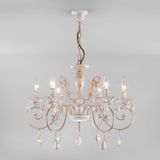 Подвесная люстра с хрусталем 10009/6 золото с белым — фото 1