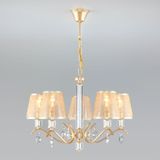 Подвесная люстра с тканевыми абажурами 60103/5 перламутровое золото — фото 1
