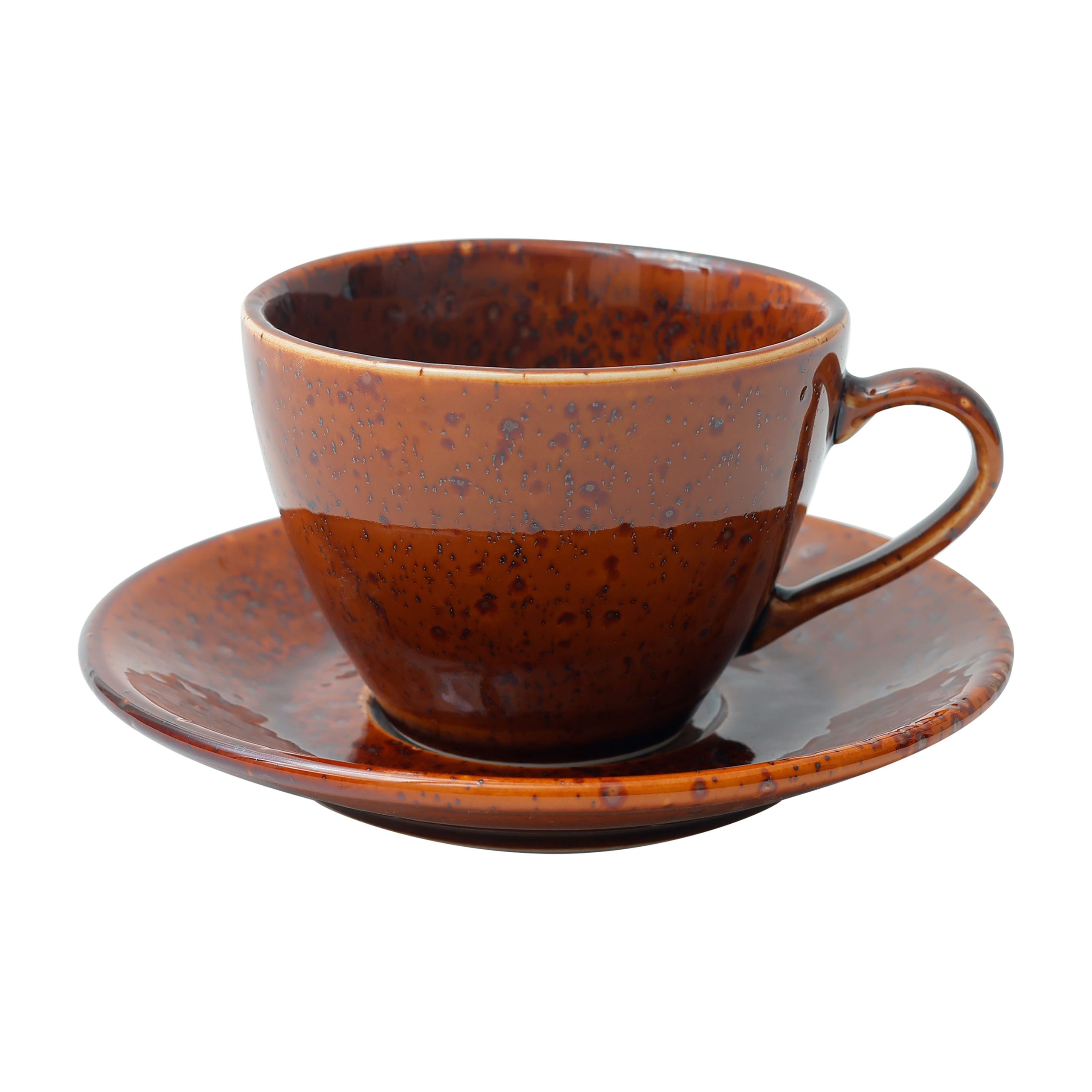 Чайный набор OPALUS, фарфор, каштановый, кружка 200мл + блюдце