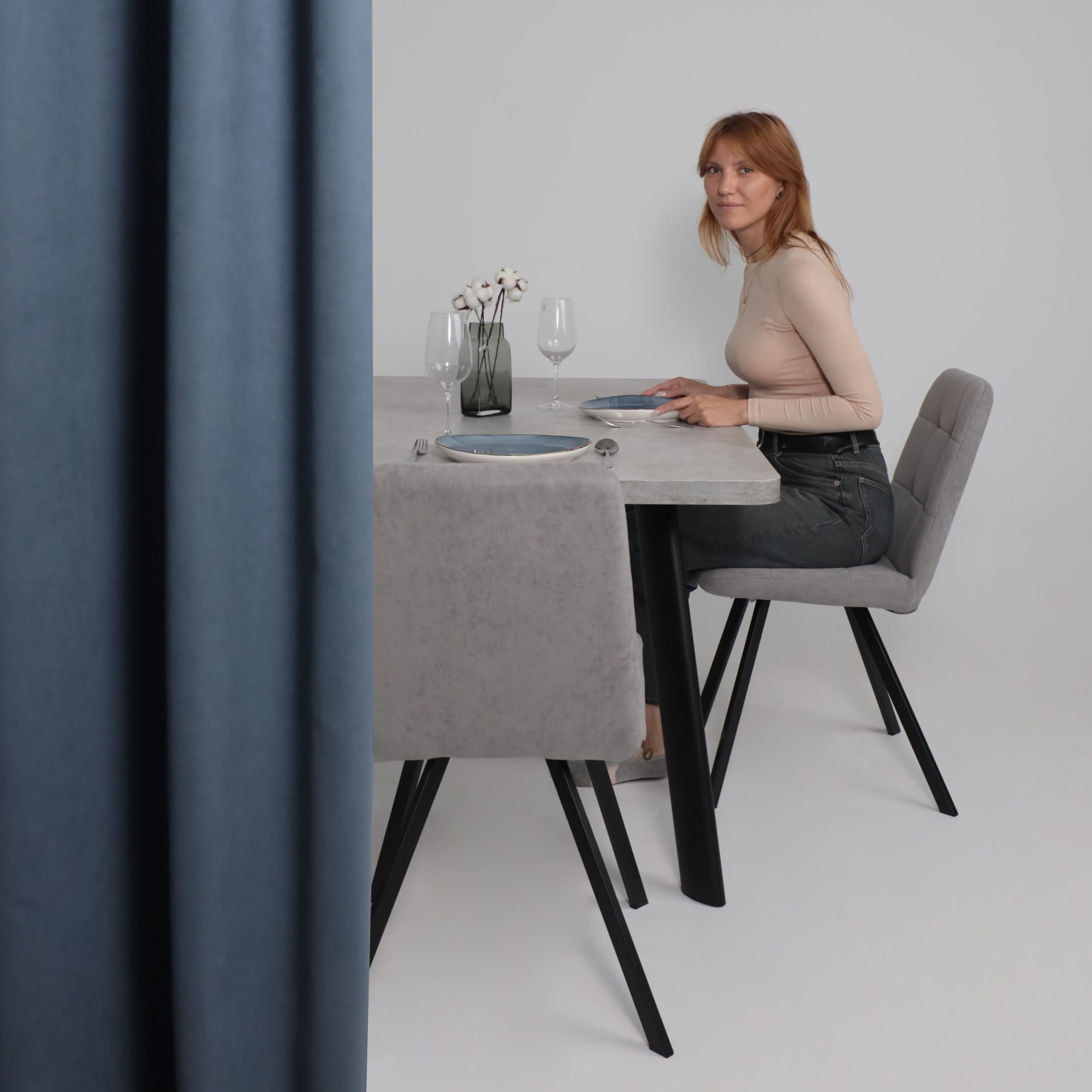 Стол LEON LUX RADIAL-180, раздвижной 180(240)х95, Серый сланец/Чёрный