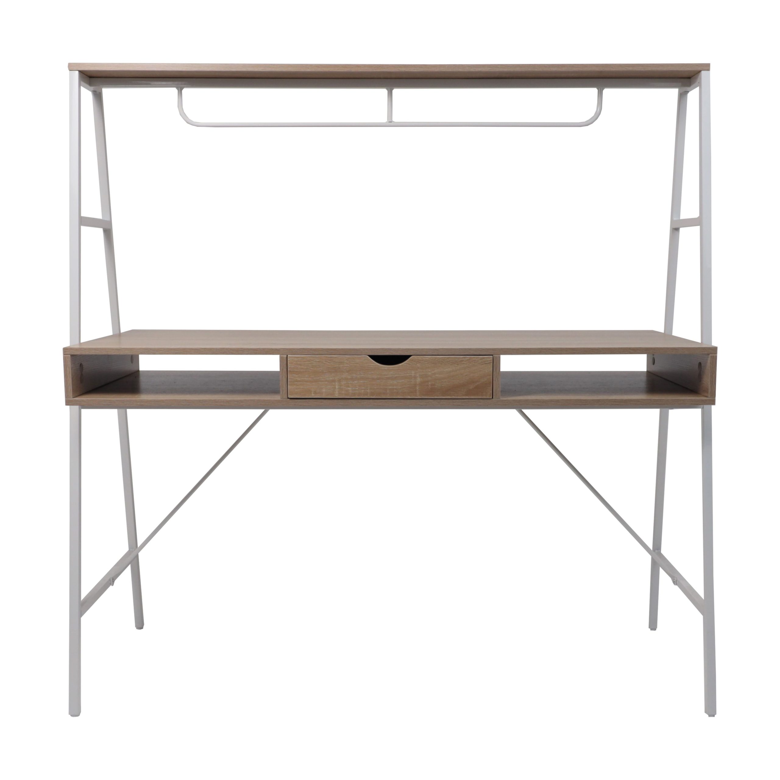 Стол письменный VECTOR, светлый дуб/белый металл, 1390*600*1400