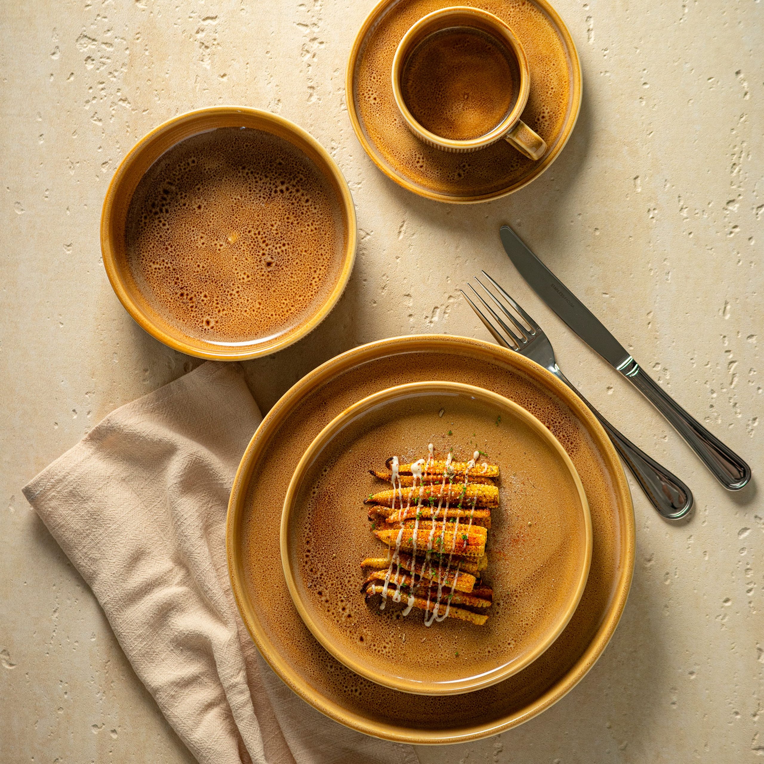 Боул-миска STRIA, фарфор, пшеничный, d16,5*5,5см