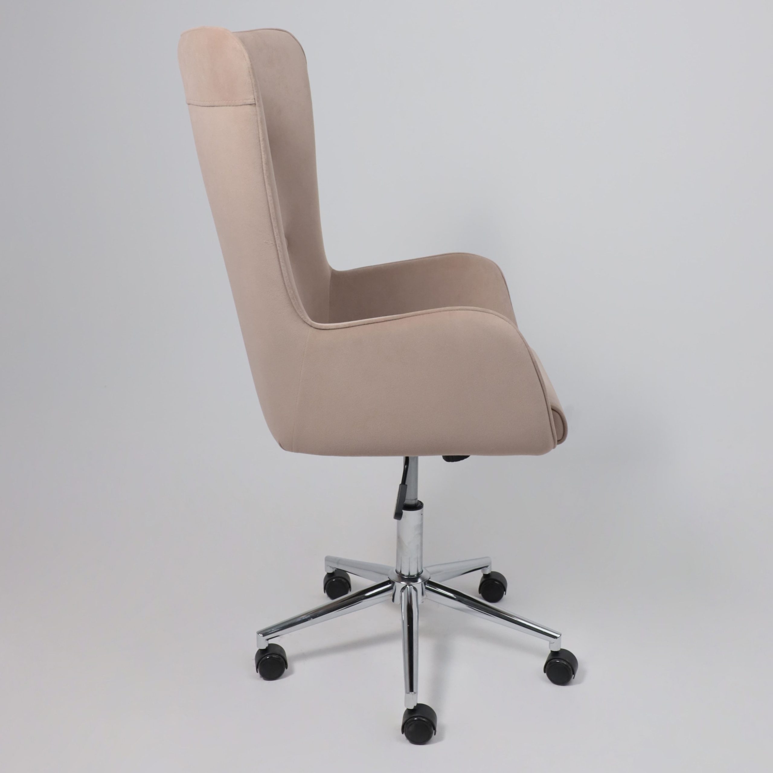 Кресло поворотное BELLA XL chrome, Kiton 714 Powder, велюр/пудровый