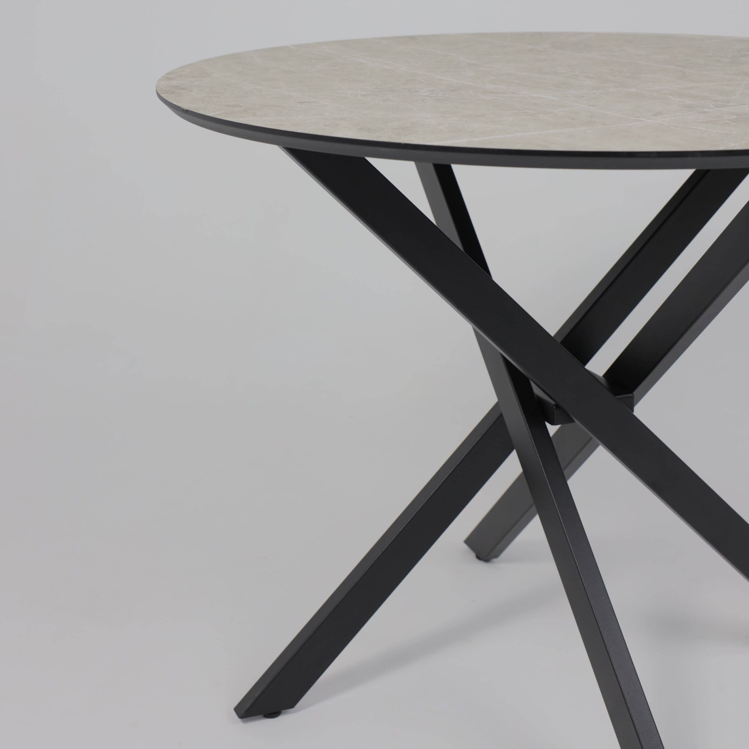 Стол МЕХИКО, пластик премиум 3Д, D950, Мрамор светлый (белый)/ Черный матовый