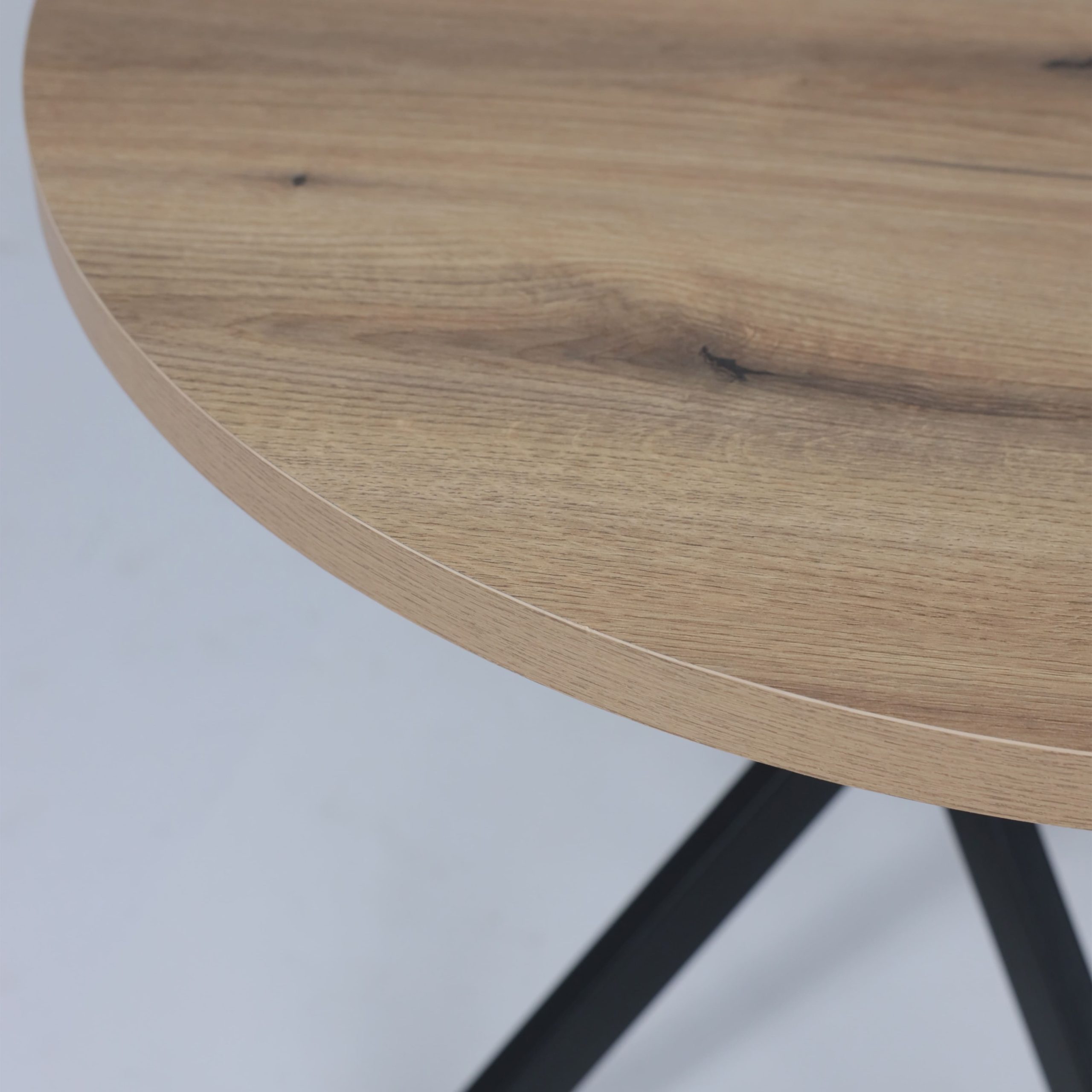 Стол РИГА, D950, Дуб Сильверджек Ореховый/Черный