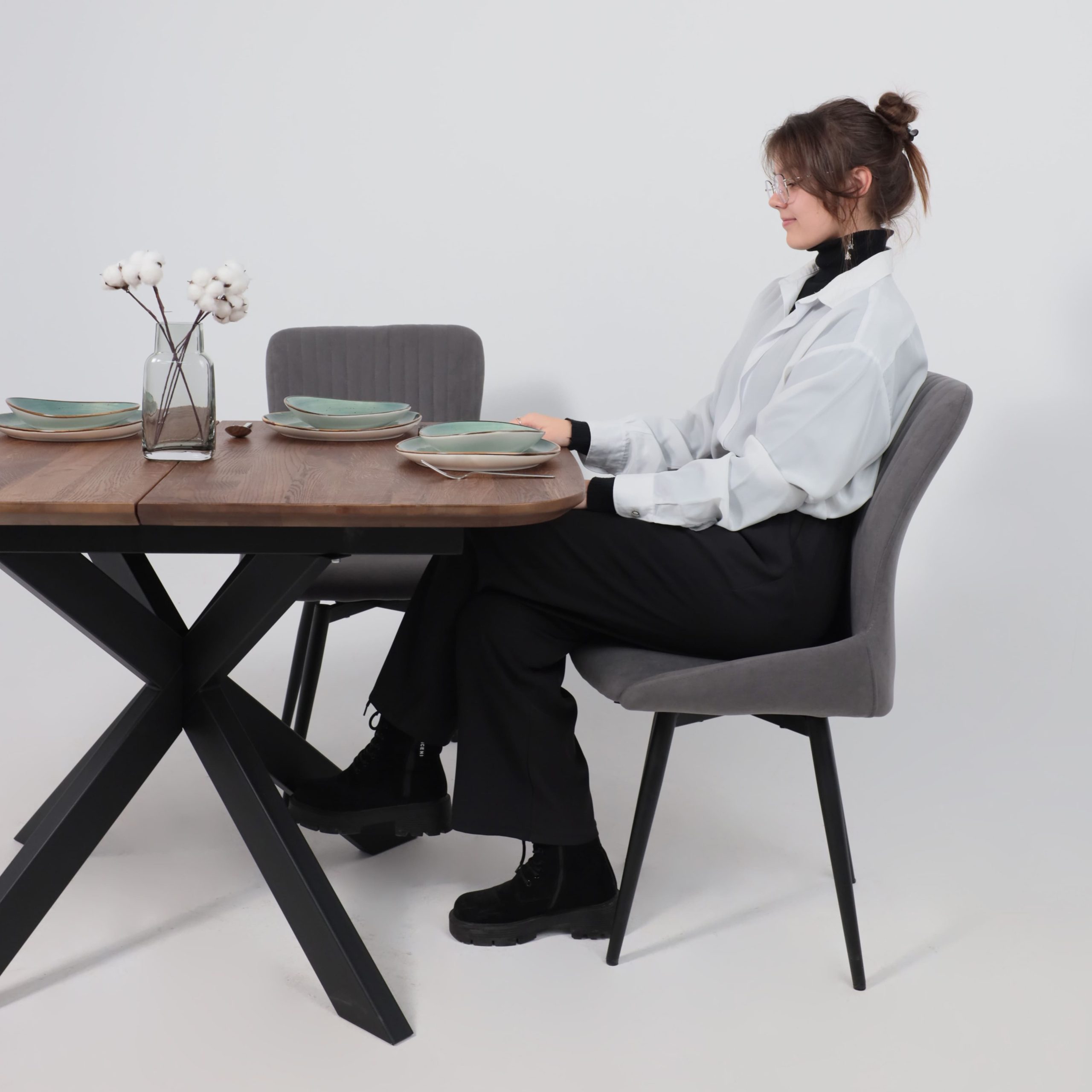 Стол ВЕЙВ раздвижной, 120(160)*80*75, дуб мореный/черный (ПрР-3 DSW (02) КСЕ/Р-80)