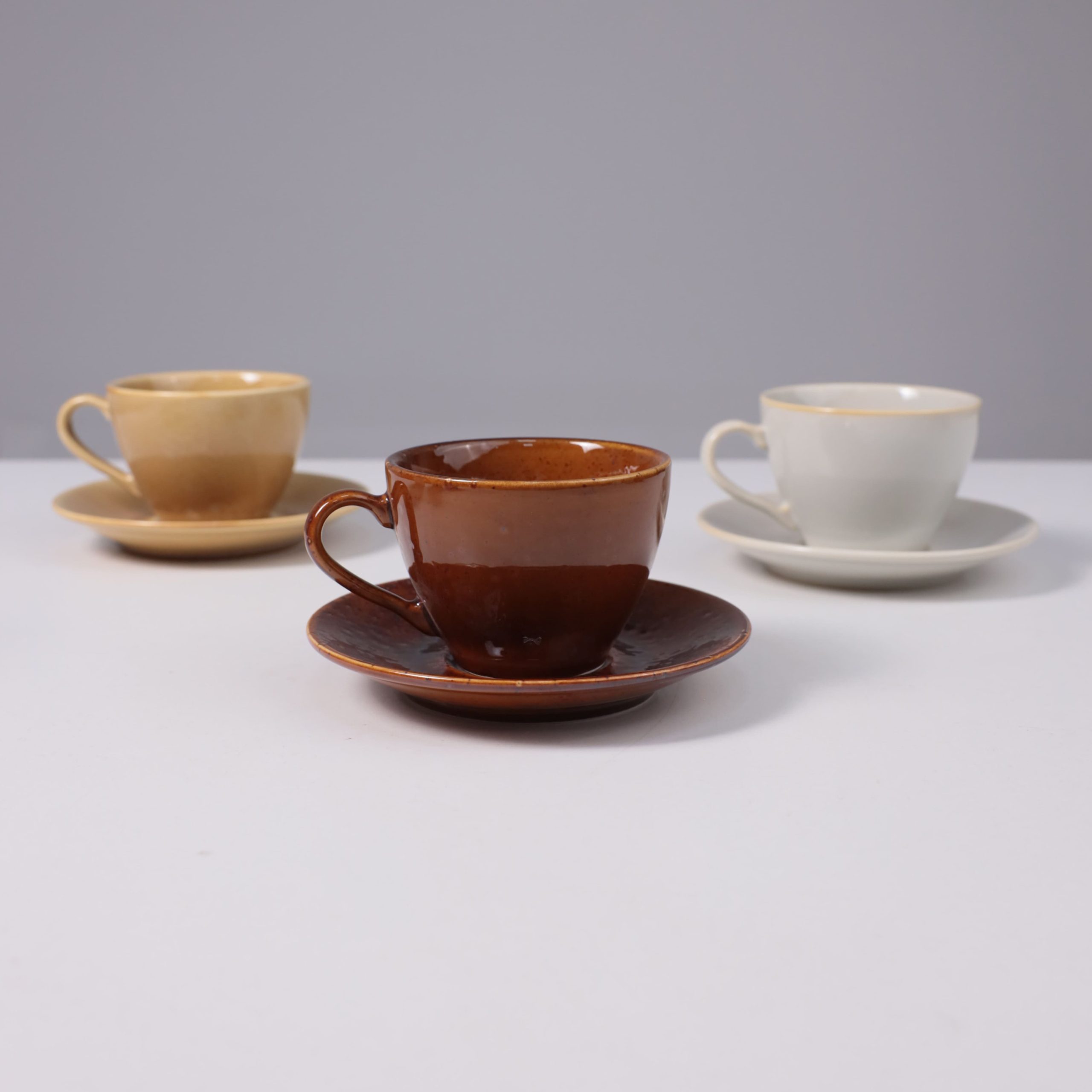 Чайный набор OPALUS, фарфор, каштановый, кружка 200мл + блюдце