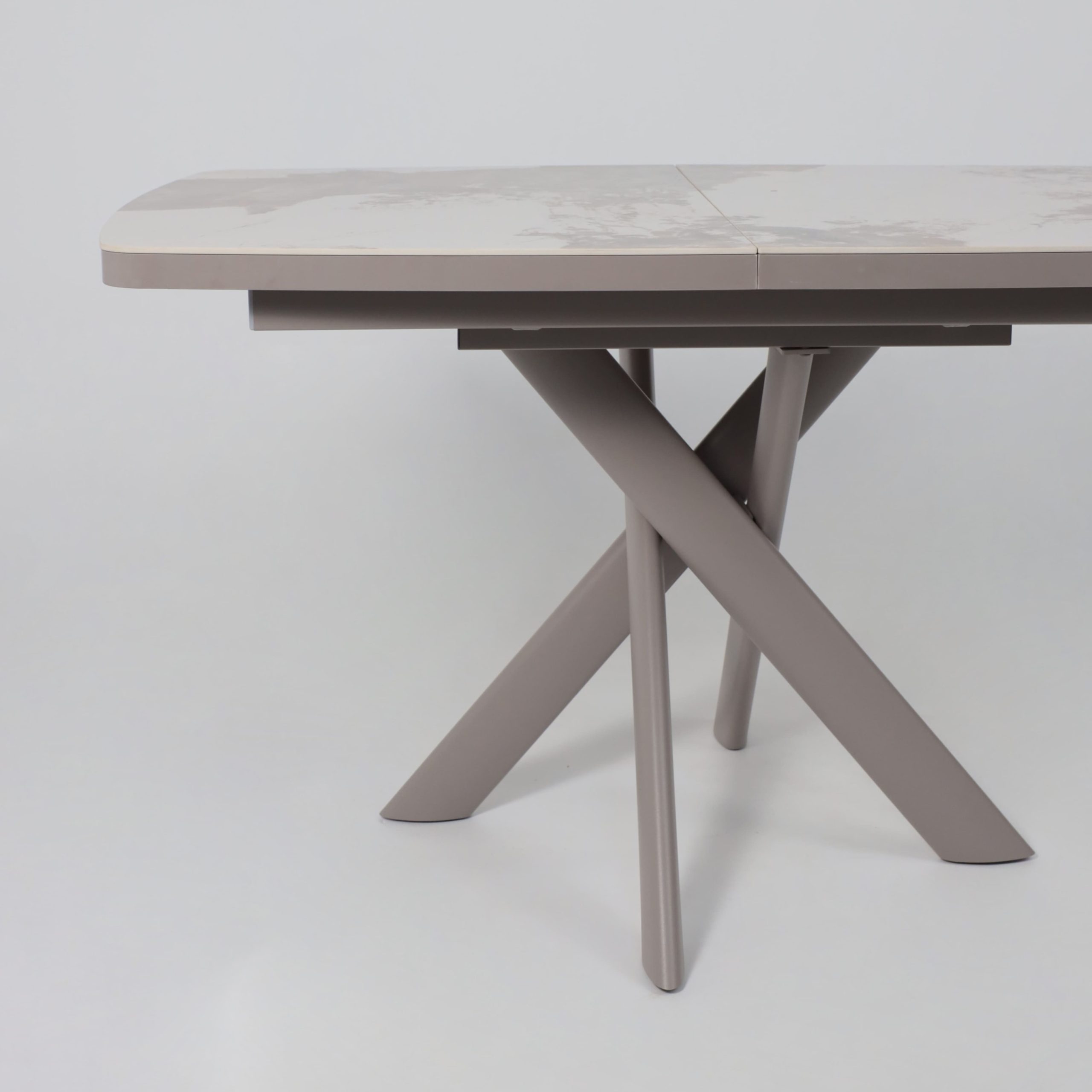 Стол LEONEL-130, раздвижной 130(165)х85, PANDORA GLOSS ST CER/Капучино