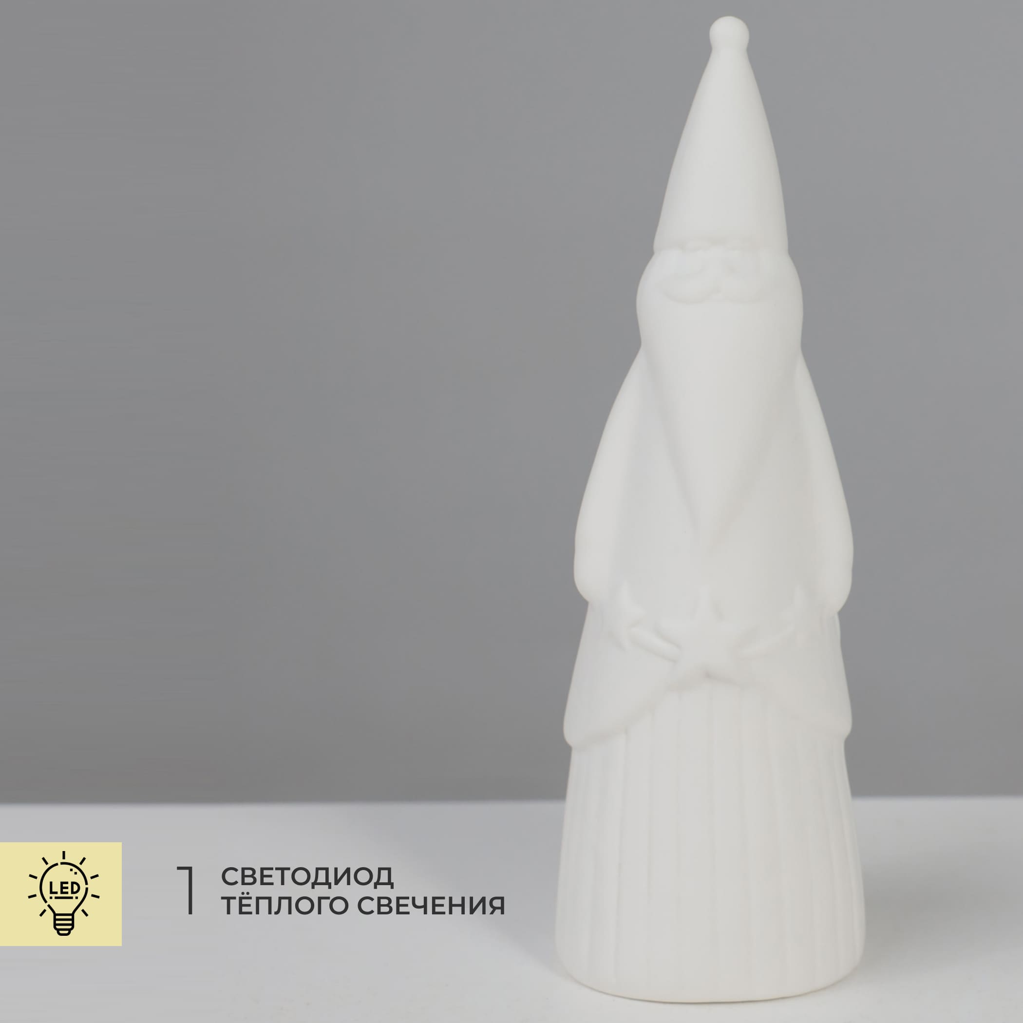 Светодиодный декор AKS тип 10 ( Санта-клаус, керамика 6.4х19.2см 1LED, LR44*3 )