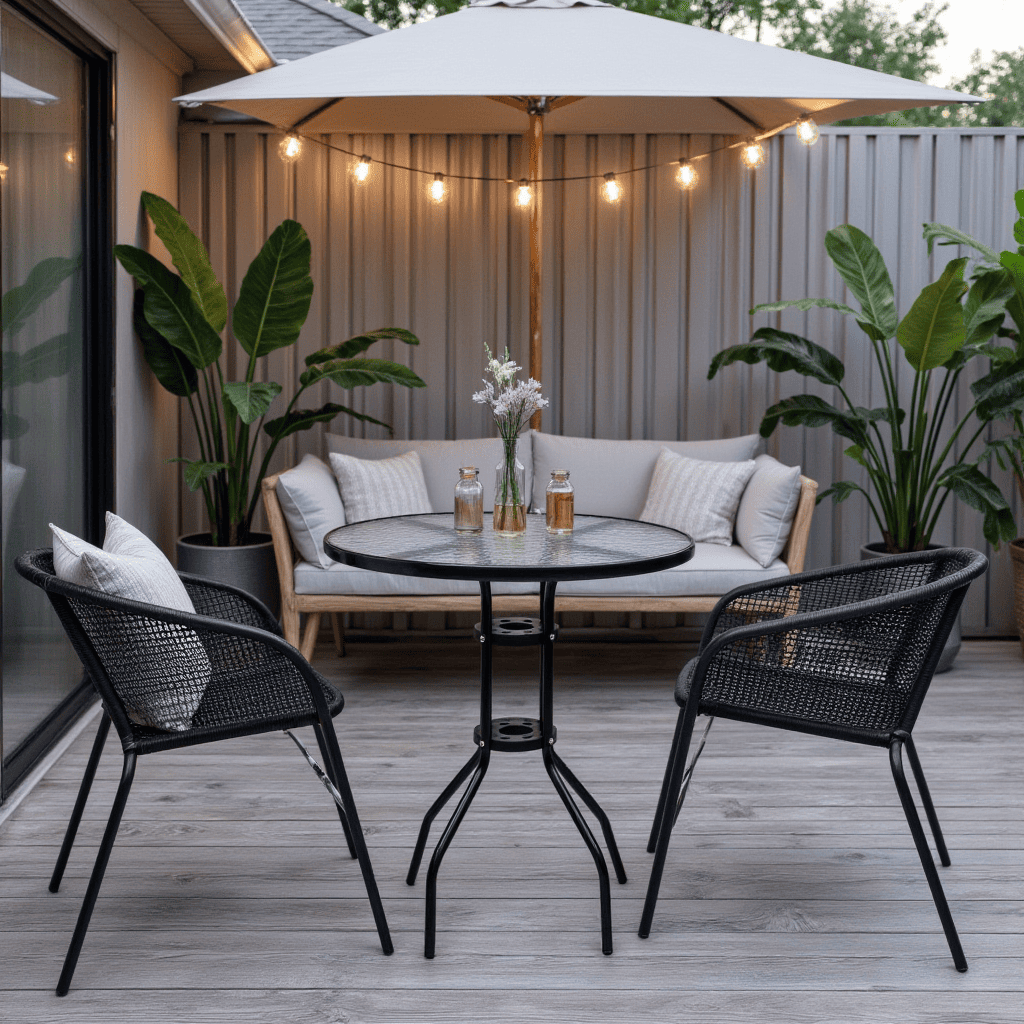 Стол садовый VERONA, 60*73, сталь-черная/закаленное стекло 5мм