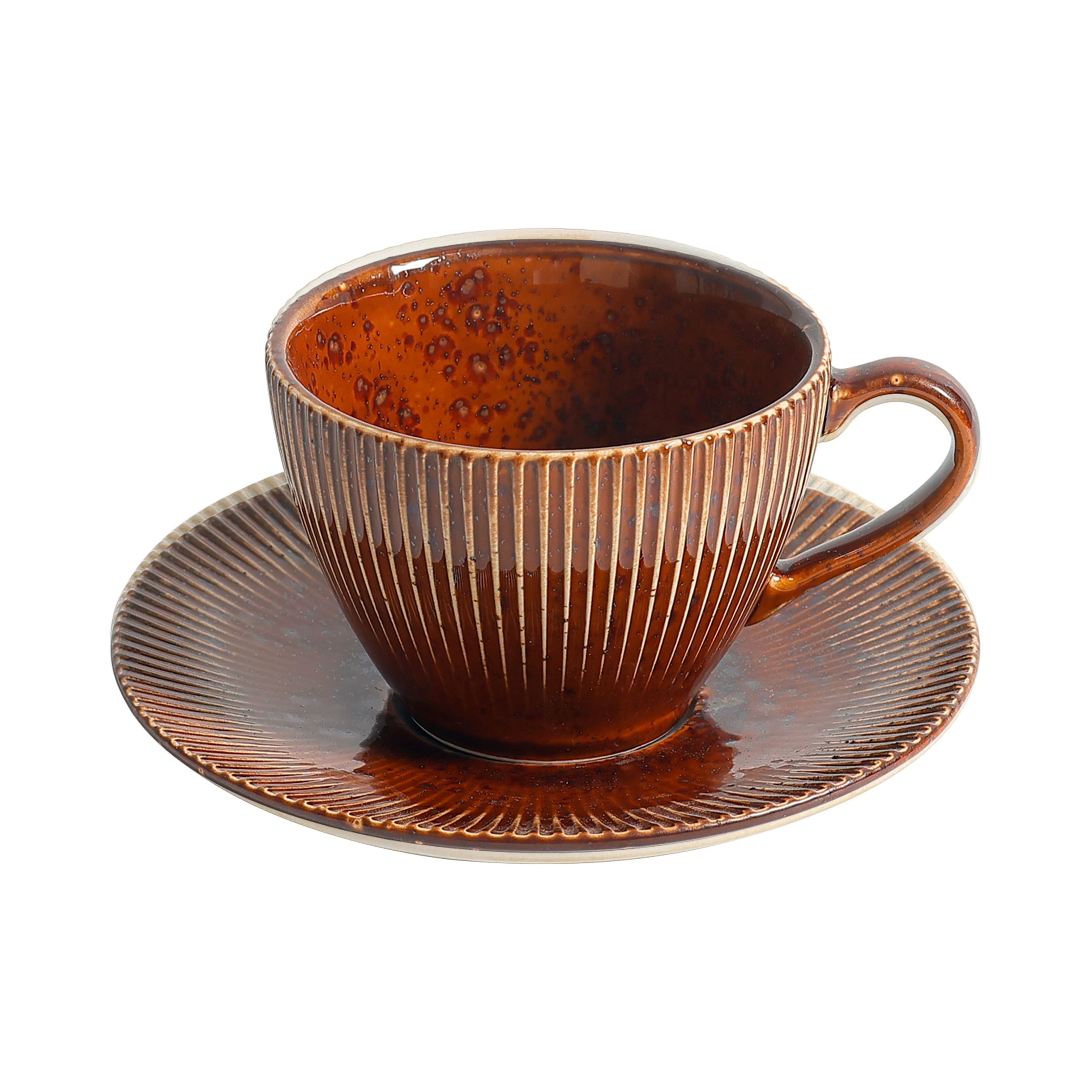 Чайный набор AURORA, фарфор, каштановый,200мл + блюдце