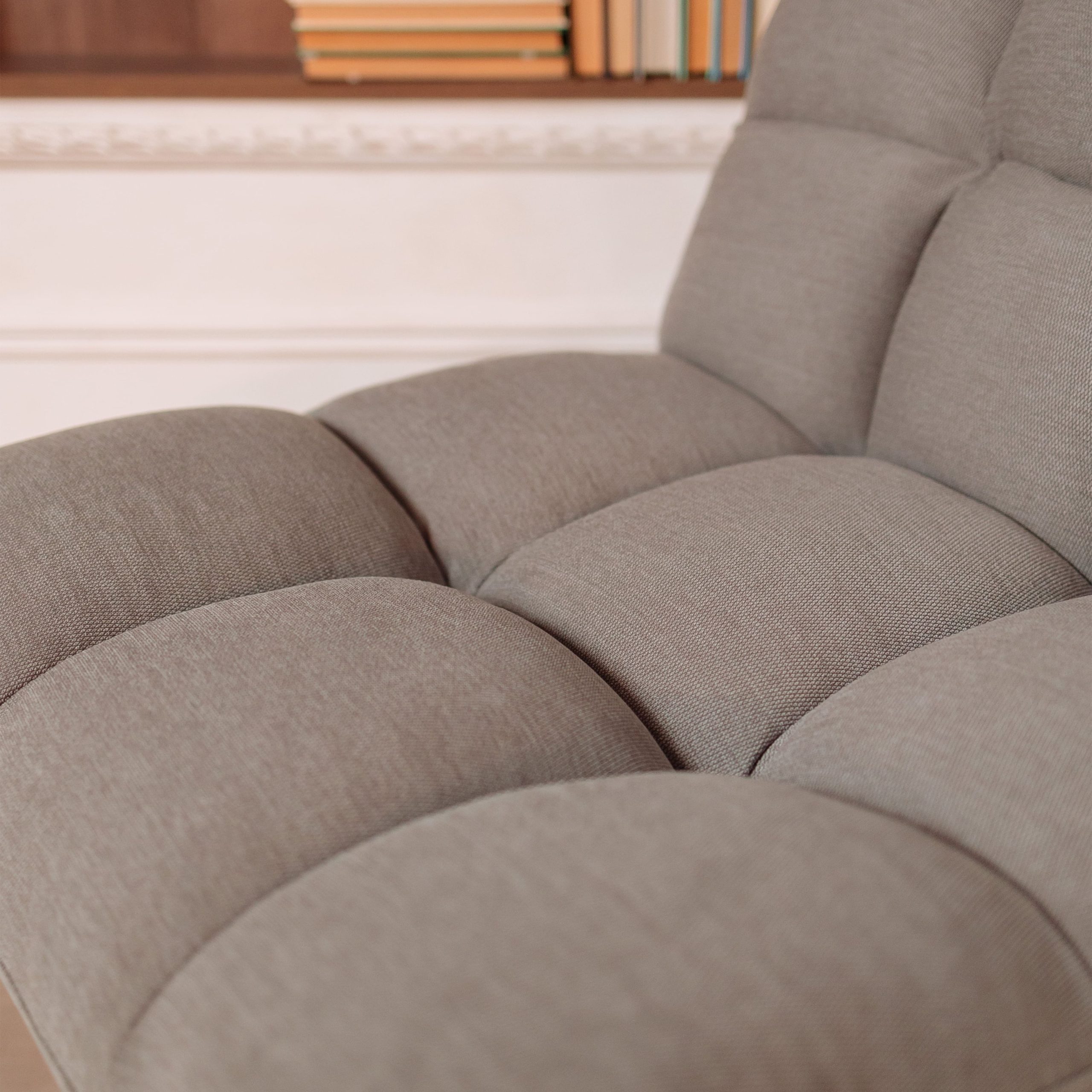 Кресло GRANDE, поворотное, серая ткань Linen Fabric-11/черный