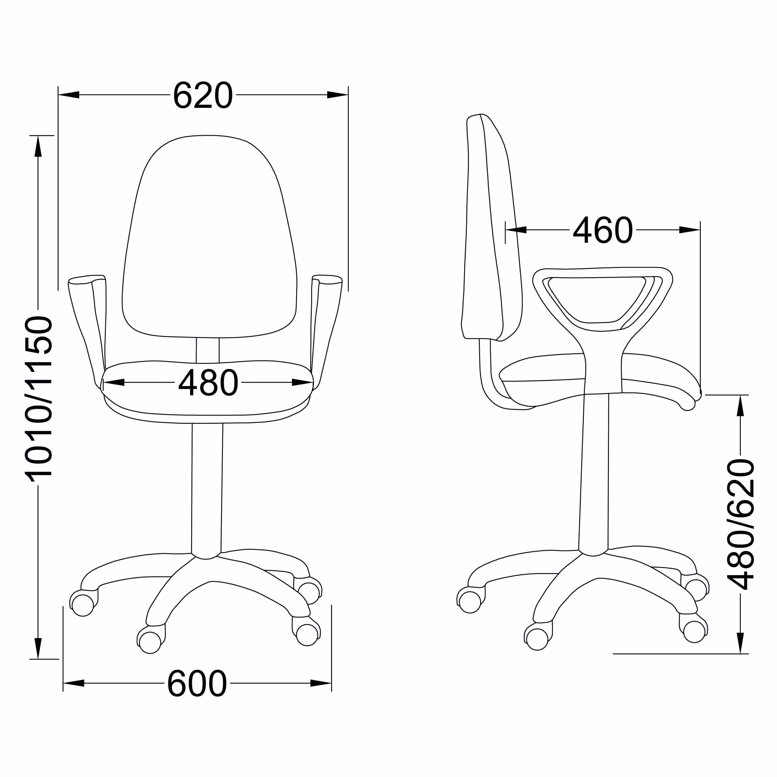 Кресло Престиж+ (Ткань, Мебельная, ТК-2 (т.серый), г/п 140, ПВМ, PL 600, гольф, ролик ст.)