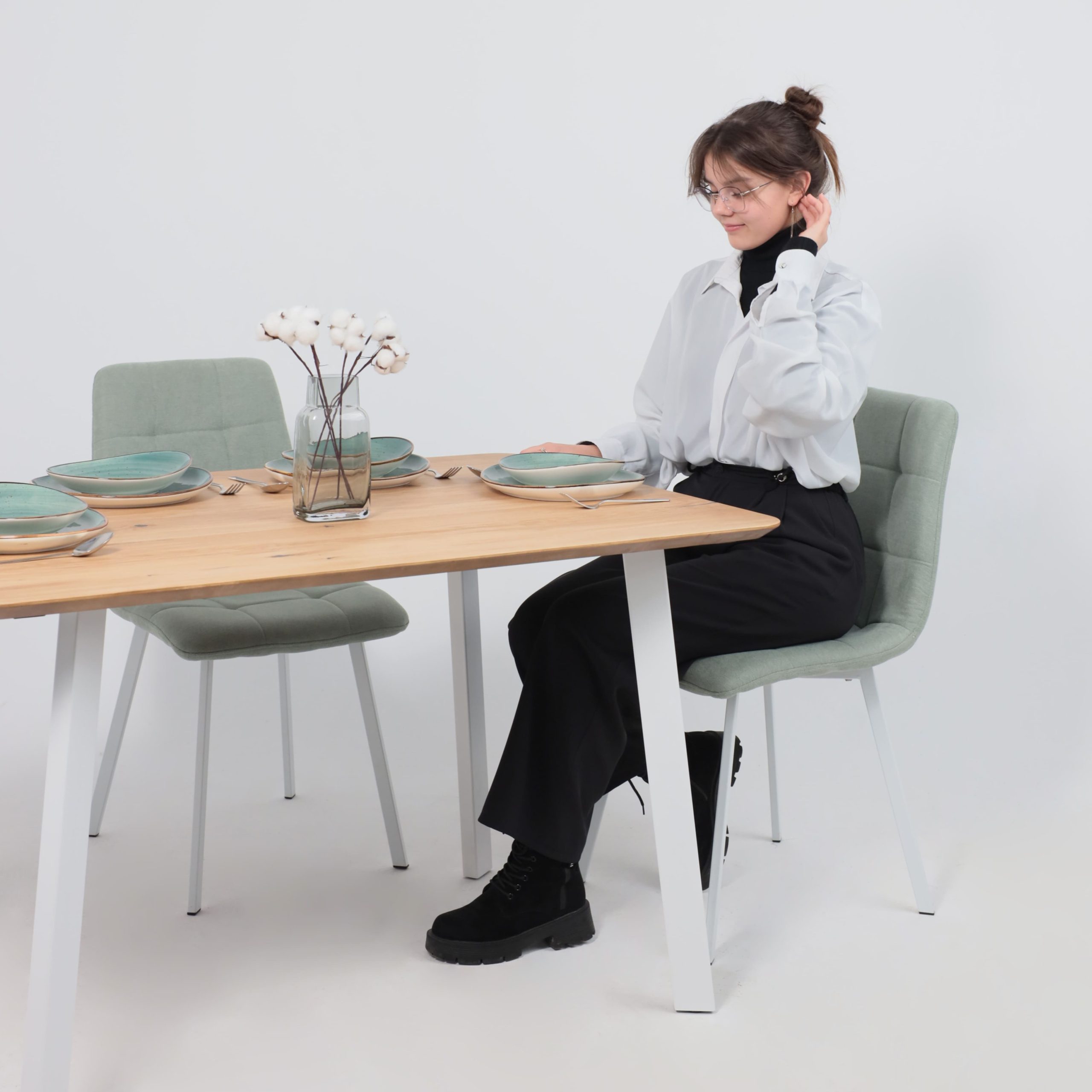 Стол МАЙОН, 130*80*74, дуб натуральный/белый (ПР-2 DSW (Т27) (02) КС-60)