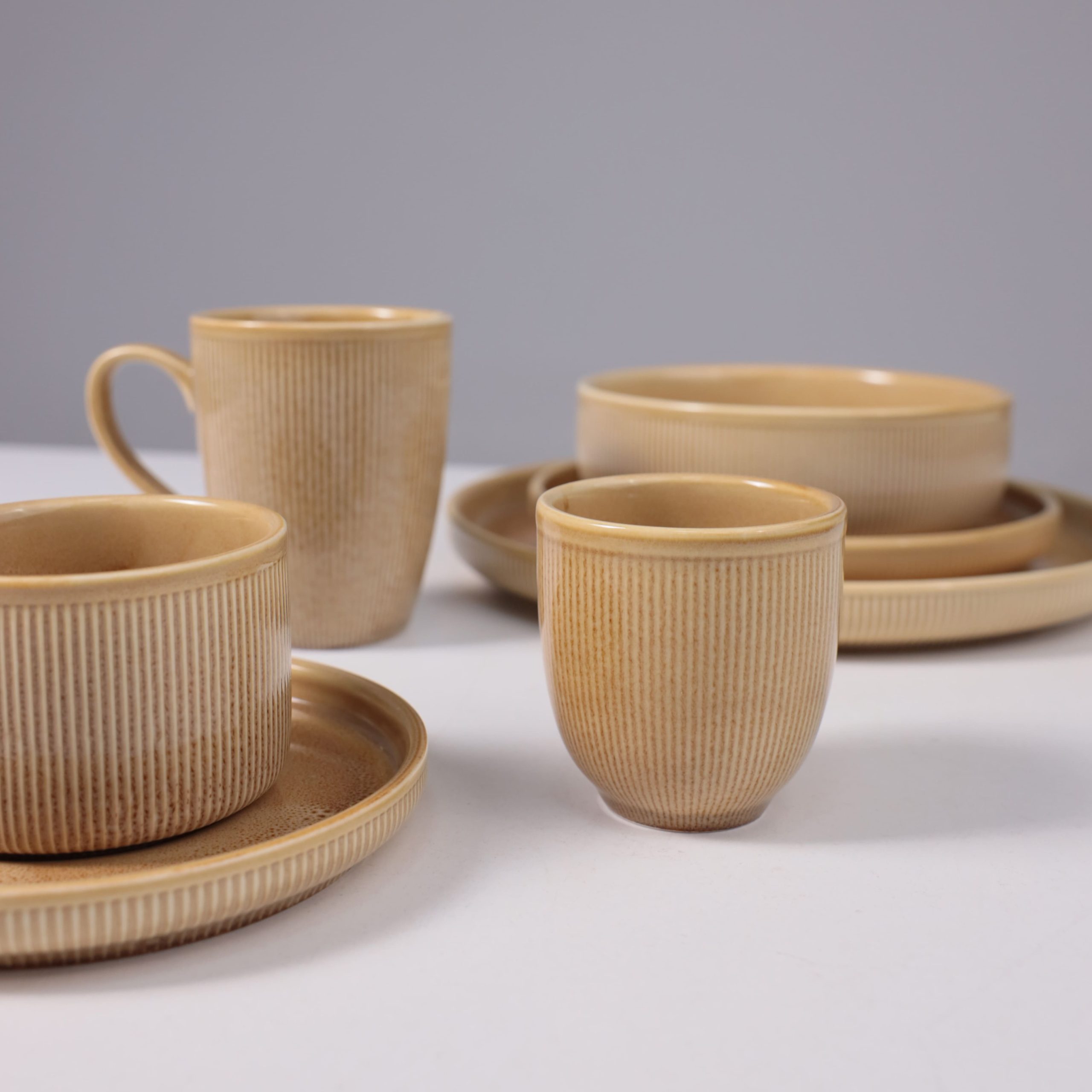 Боул-миска STRIA, фарфор, пшеничный, d16,5*5,5см