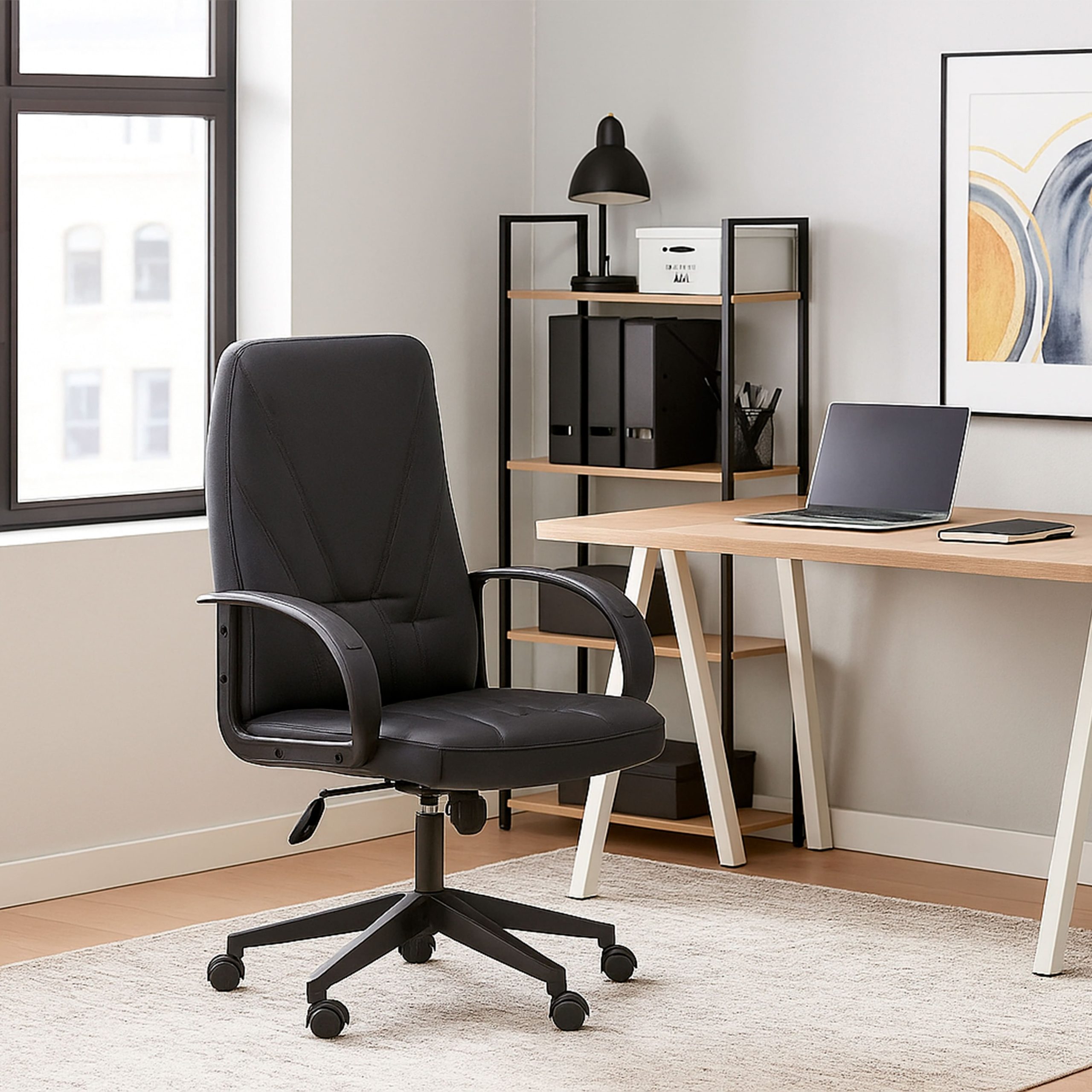 Кресло поворотное МЕНЕДЖЕР PL, экокожа Pegasso черный