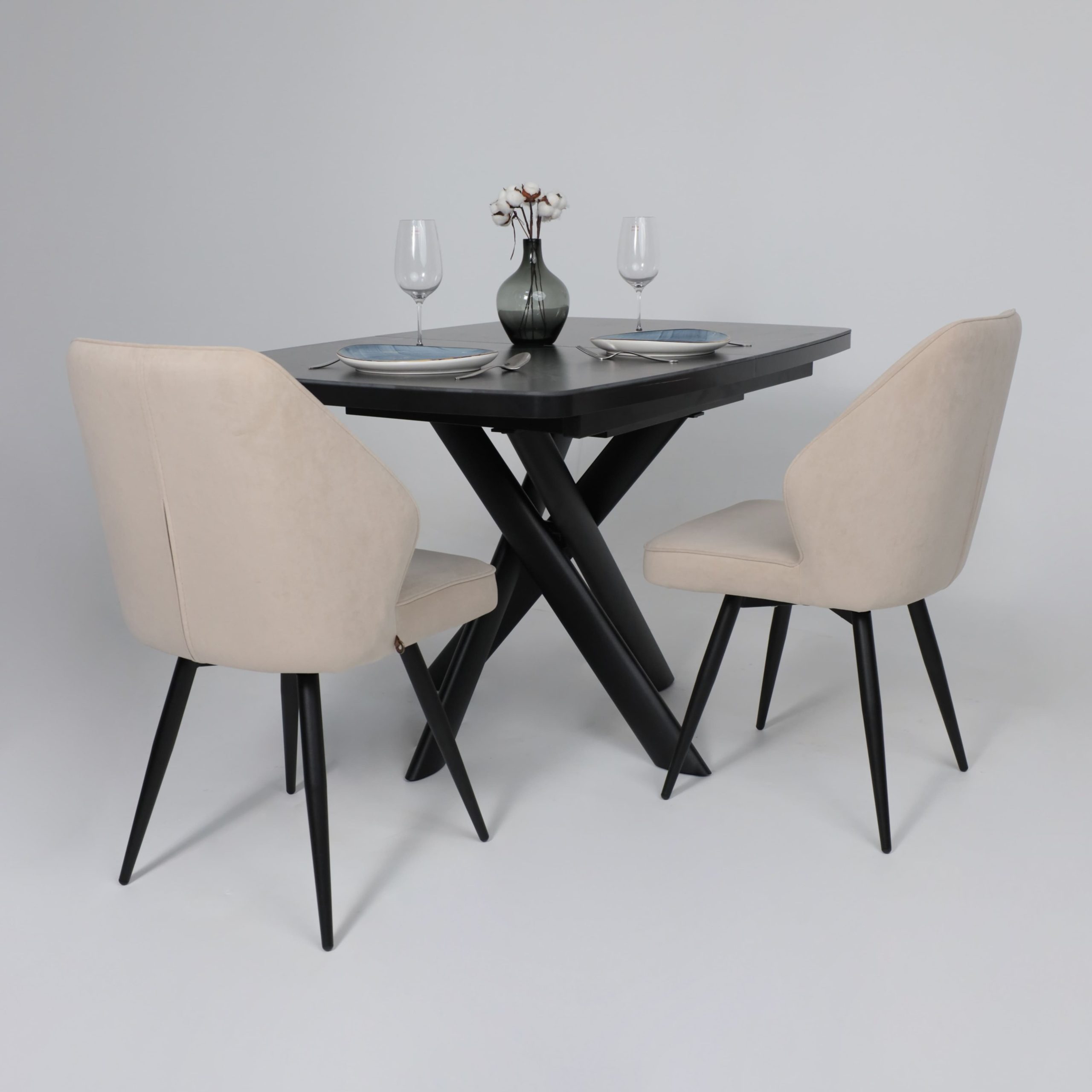 Стол LEONEL-130, раздвижной 130(165)х85, STONE BLACK ST CER/Черный