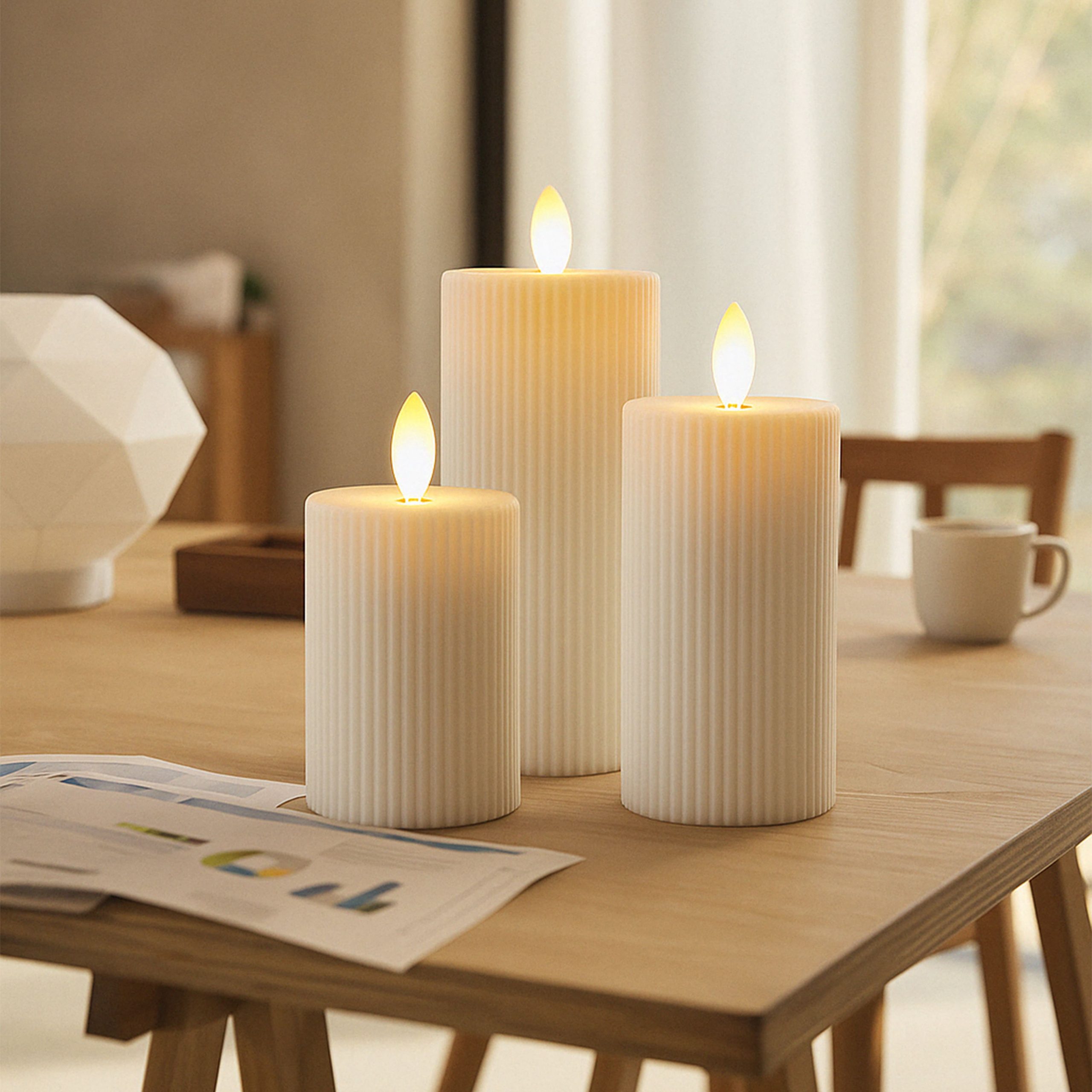 Комплект из электронных свечей AKS тип 1 ( 3 свечи 7.5х13/15.5/18см 1LEDх3, 2ААх3 )