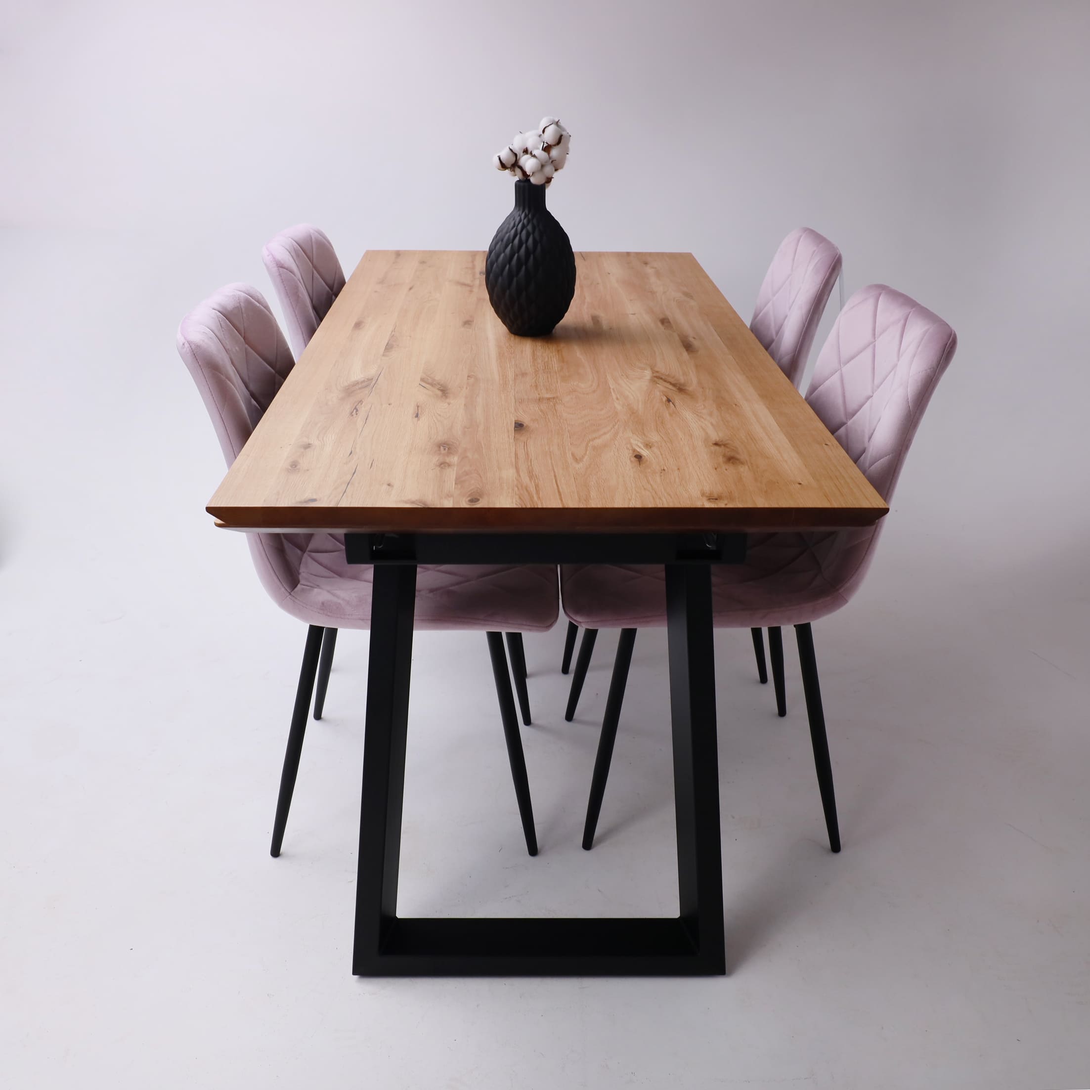 Стол САНГАЙ раздвижной, 136(196)*80*80, дуб натуральный / черный (ПрР-7 DSW (02) ТрН/Р-80)