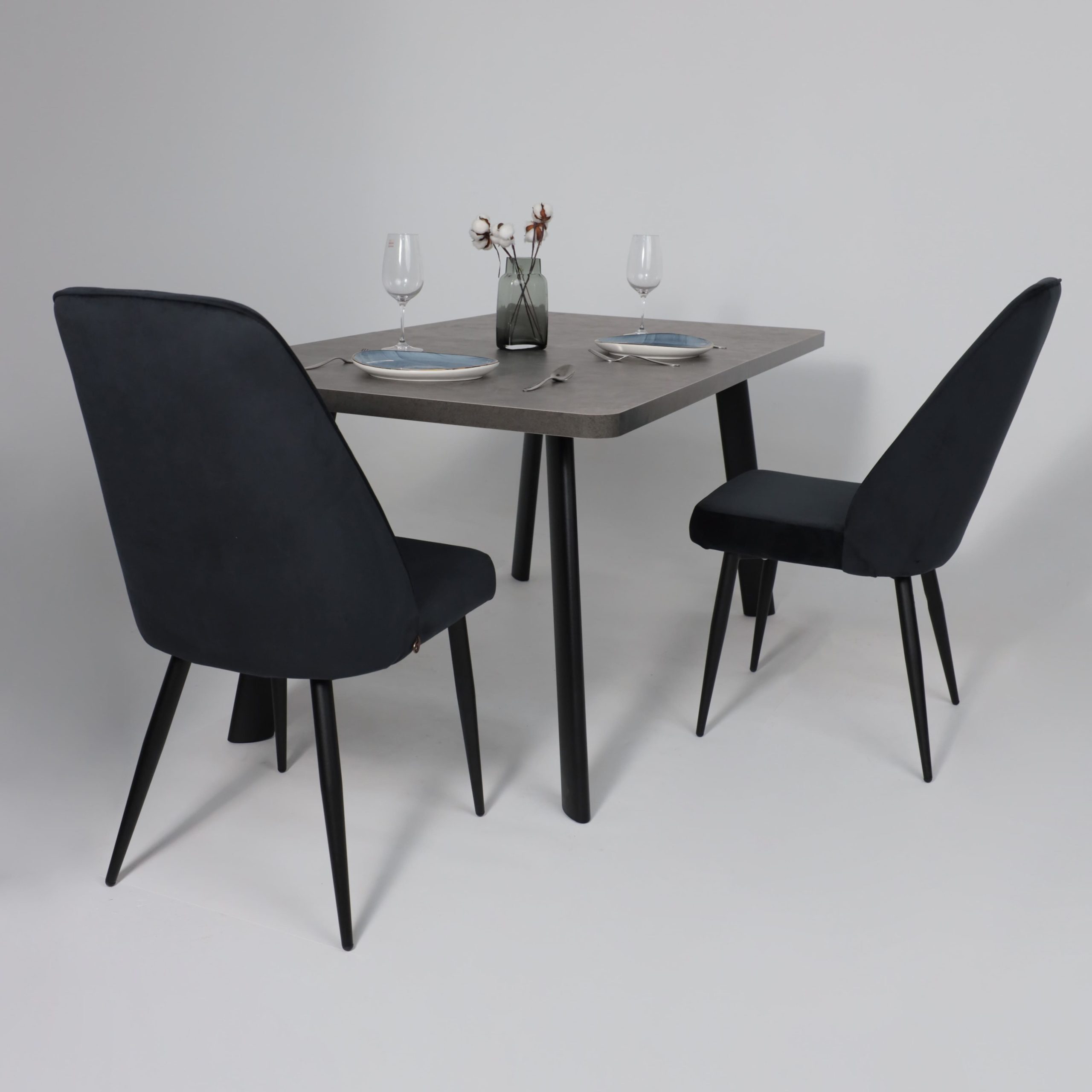 Стол LEON LUX RADIAL-180, раздвижной 180(240)х95, Дымчатая керамика/Чёрный