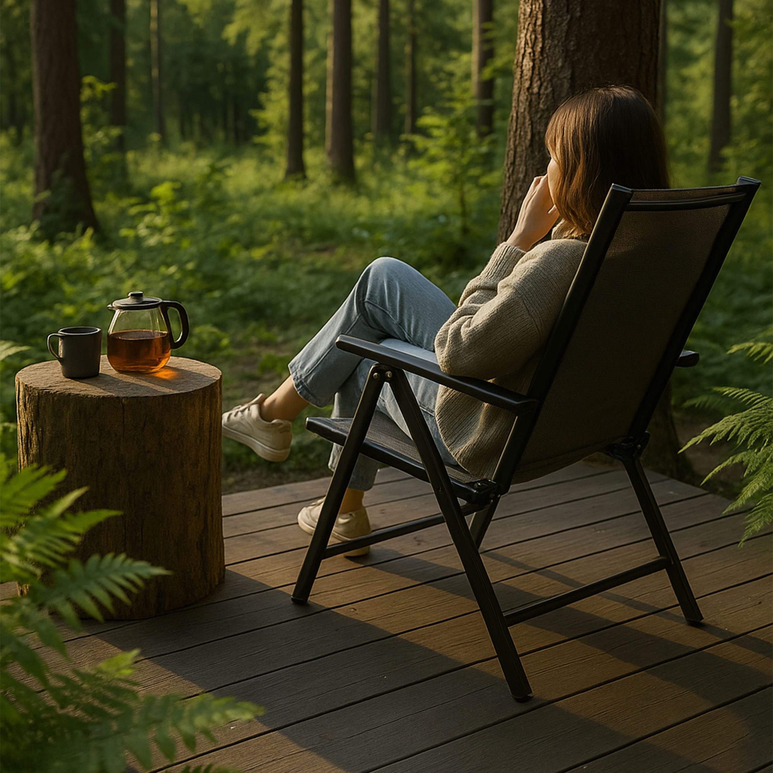 Кресло складное садовое CATANIA, серый/черный