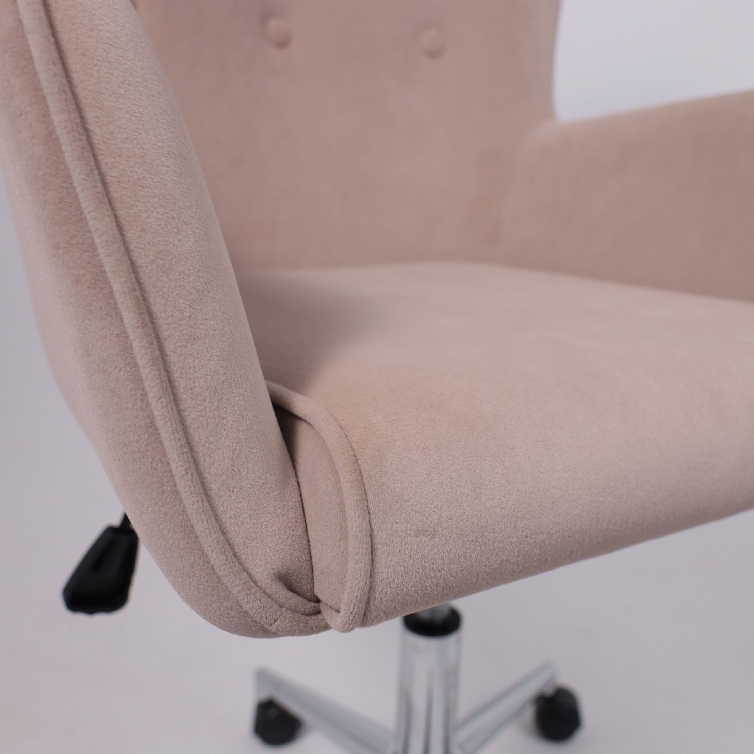 Кресло поворотное BELLA XL chrome, Kiton 714 Powder, велюр/пудровый