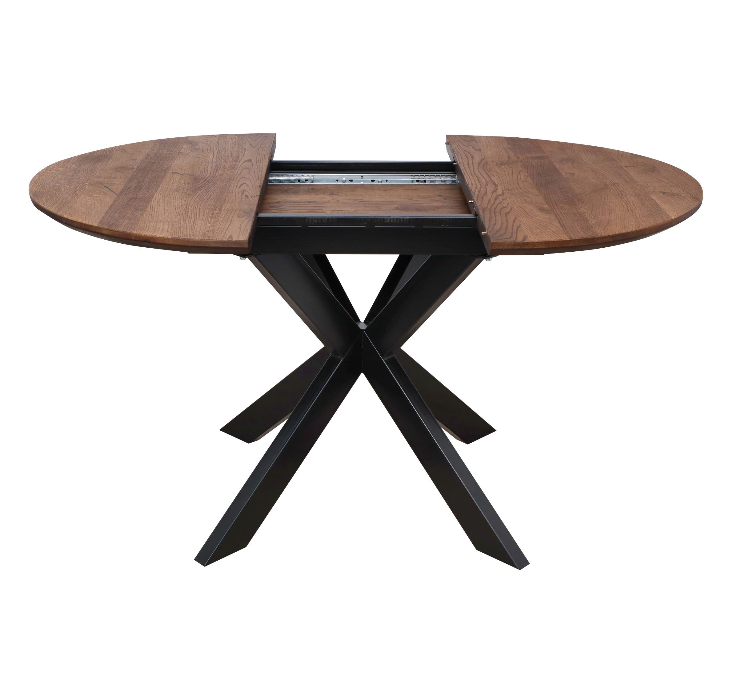 Стол РАУНД раздвижной, d100(140)*75, дуб мореный/черный (ПрР-4 DSW (02) КСЕ/Р-80)