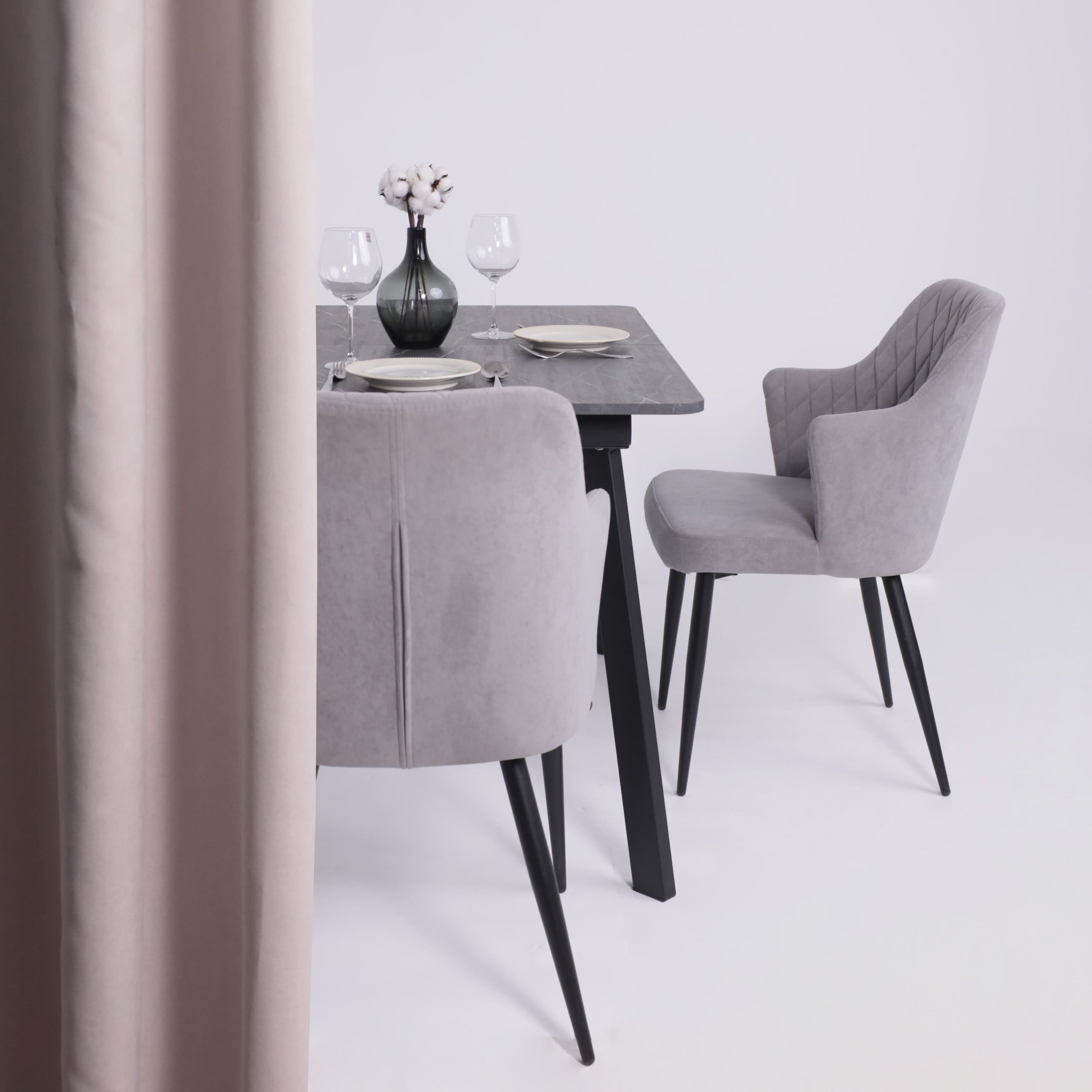 Стол AV 1209/1, ЛМДФ, раздвижной 1200(1600)*800 Мрамор Пьетра Графитовый/черный