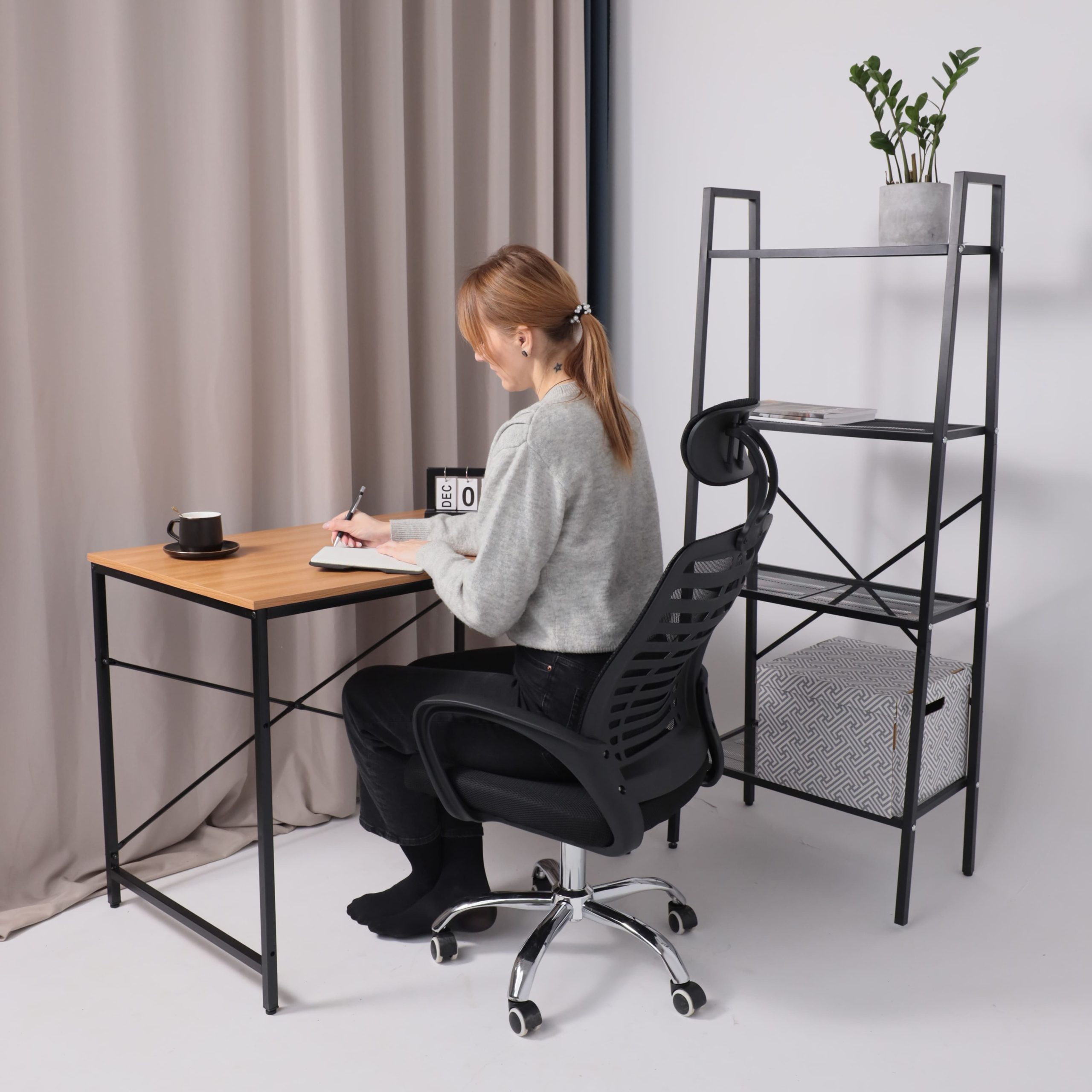 Стол письменный OPAL, светлый орех/черный металл, 1000*600*750