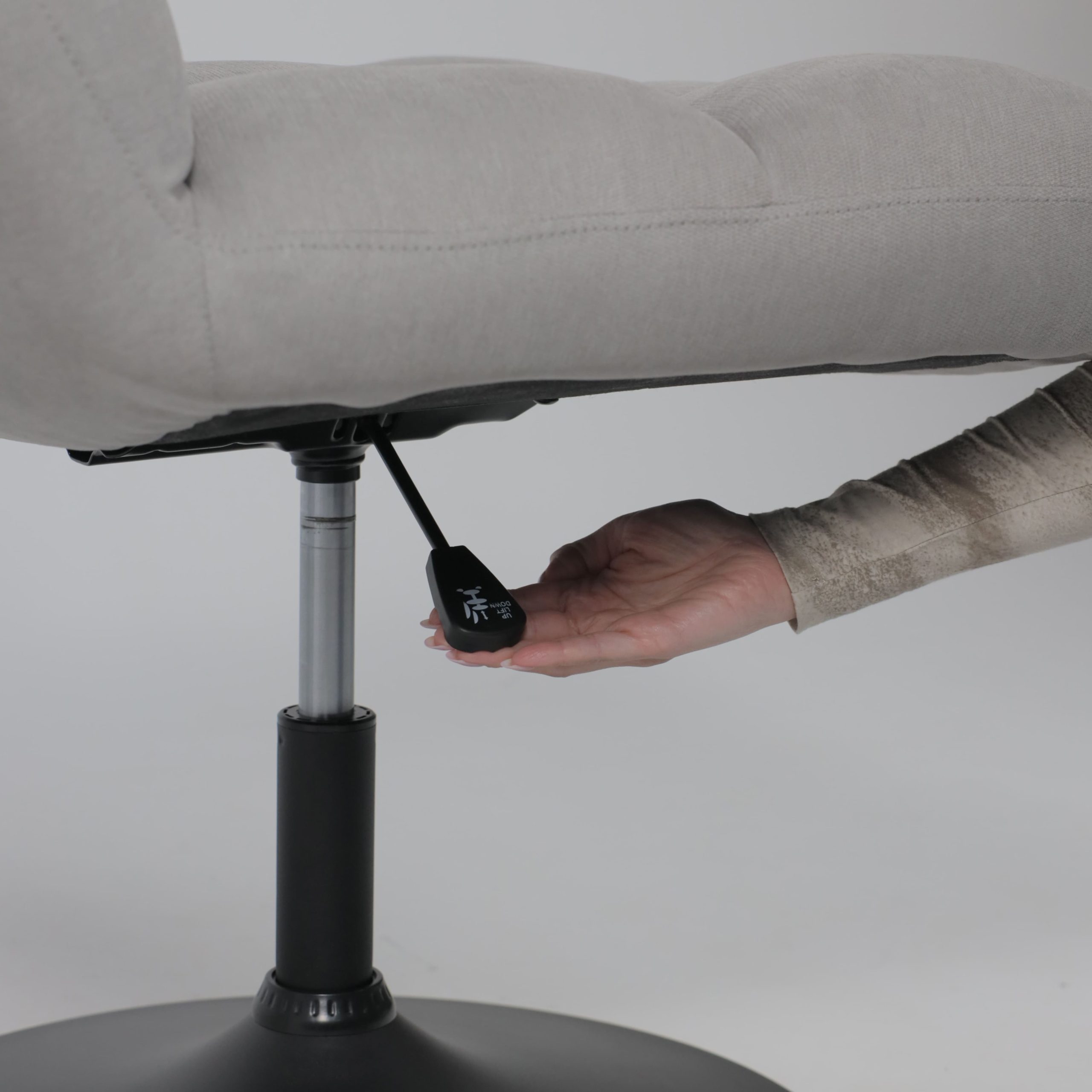 Кресло GRANDE, поворотное, серая ткань Linen Fabric-11/черный