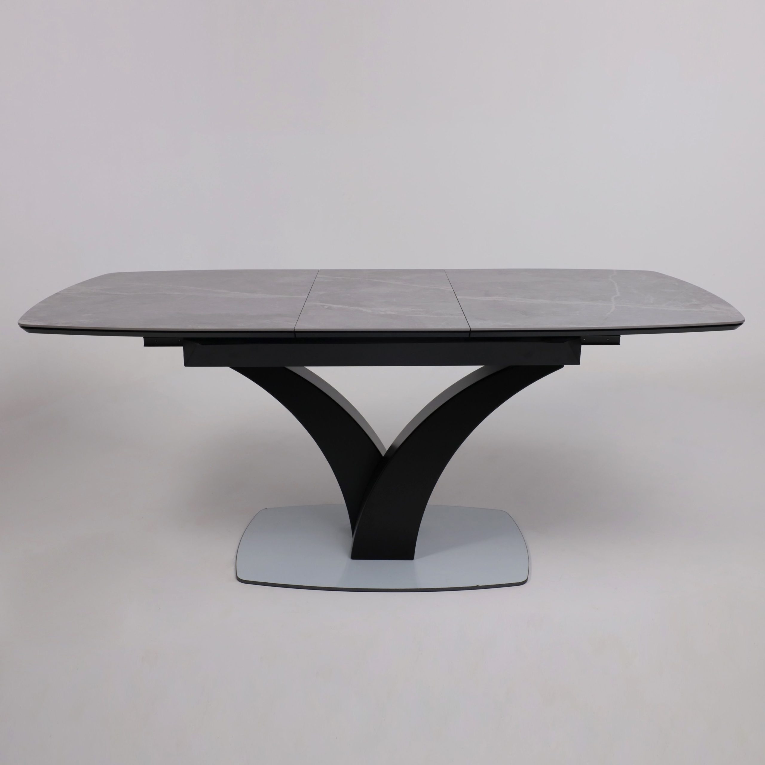 Стол НОТР ДАМ MODERNE, керамика 0 кат. 1400(1800)*850, Камень серый Greys Grey/Черный матовый