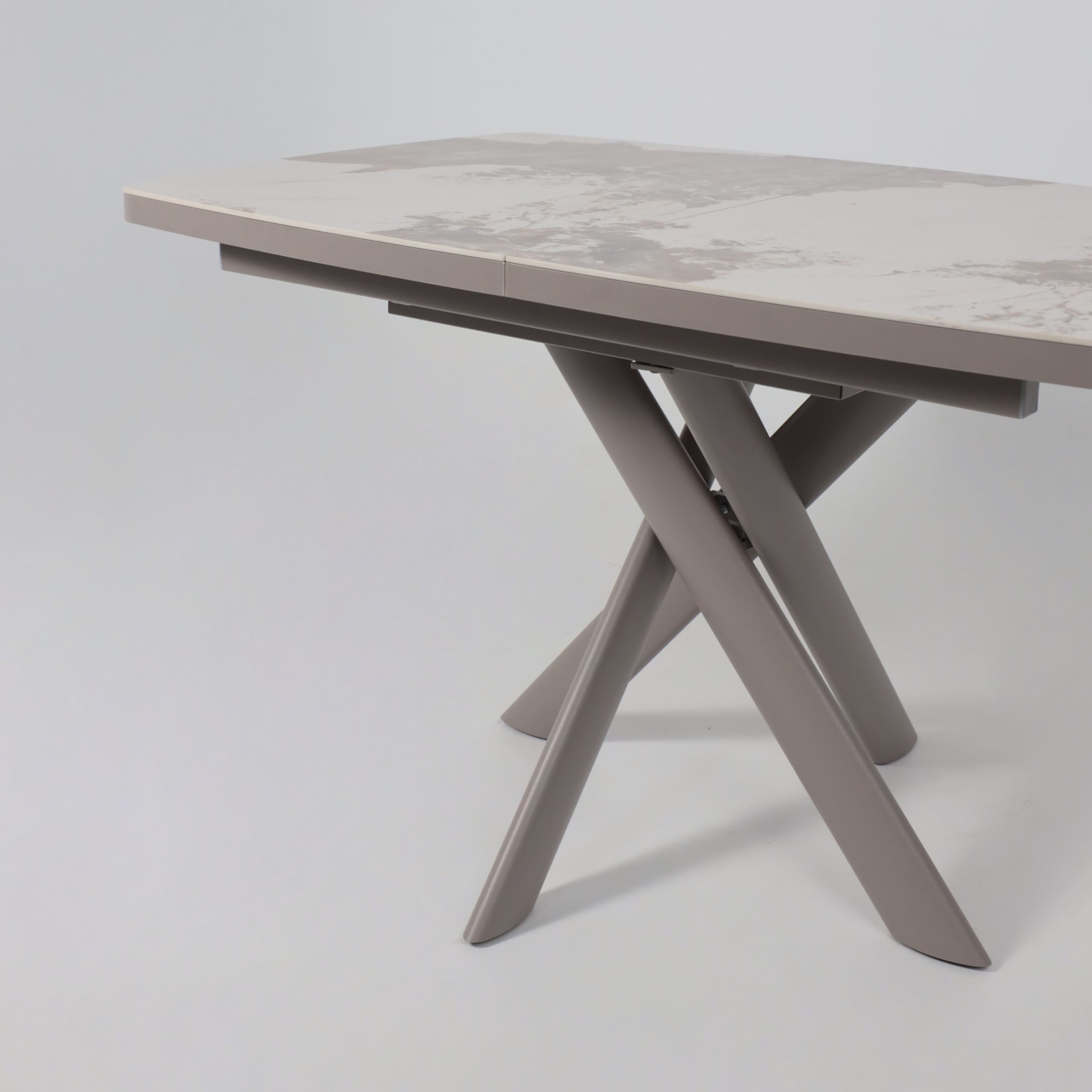 Стол LEONEL-130, раздвижной 130(165)х85, PANDORA GLOSS ST CER/Капучино