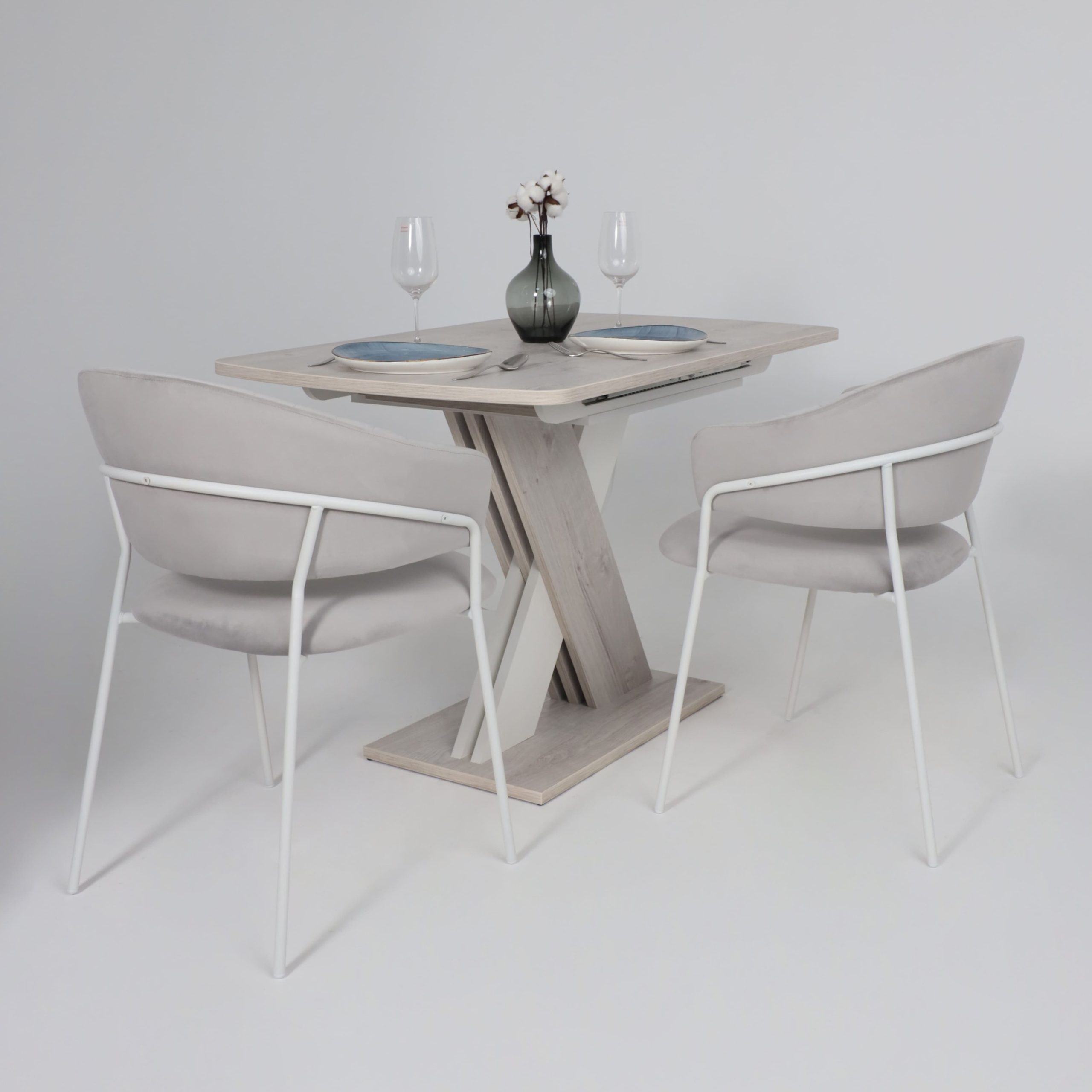 Стул AV 433, светло-серый бархат H-09/белый