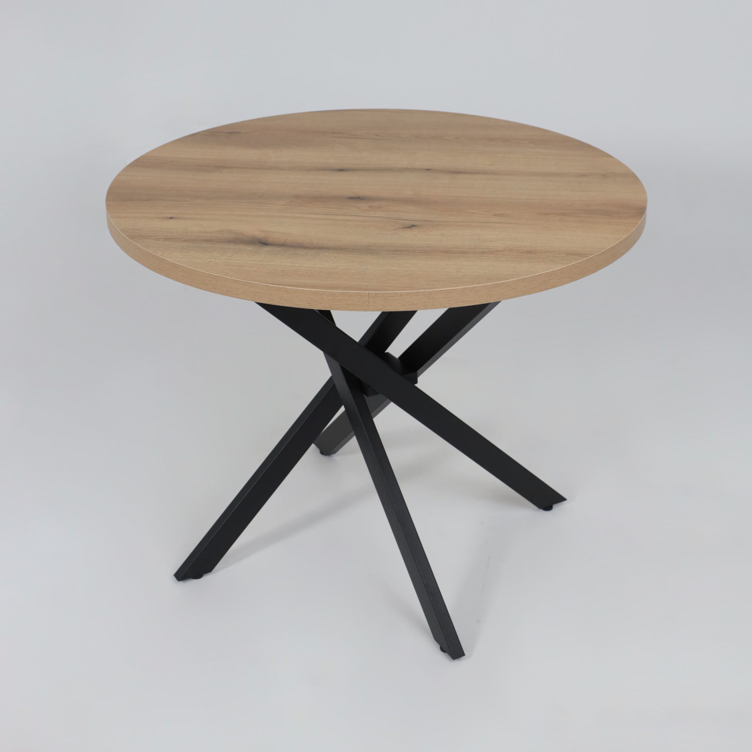 Стол РИГА, D950, Дуб Сильверджек Ореховый/Черный