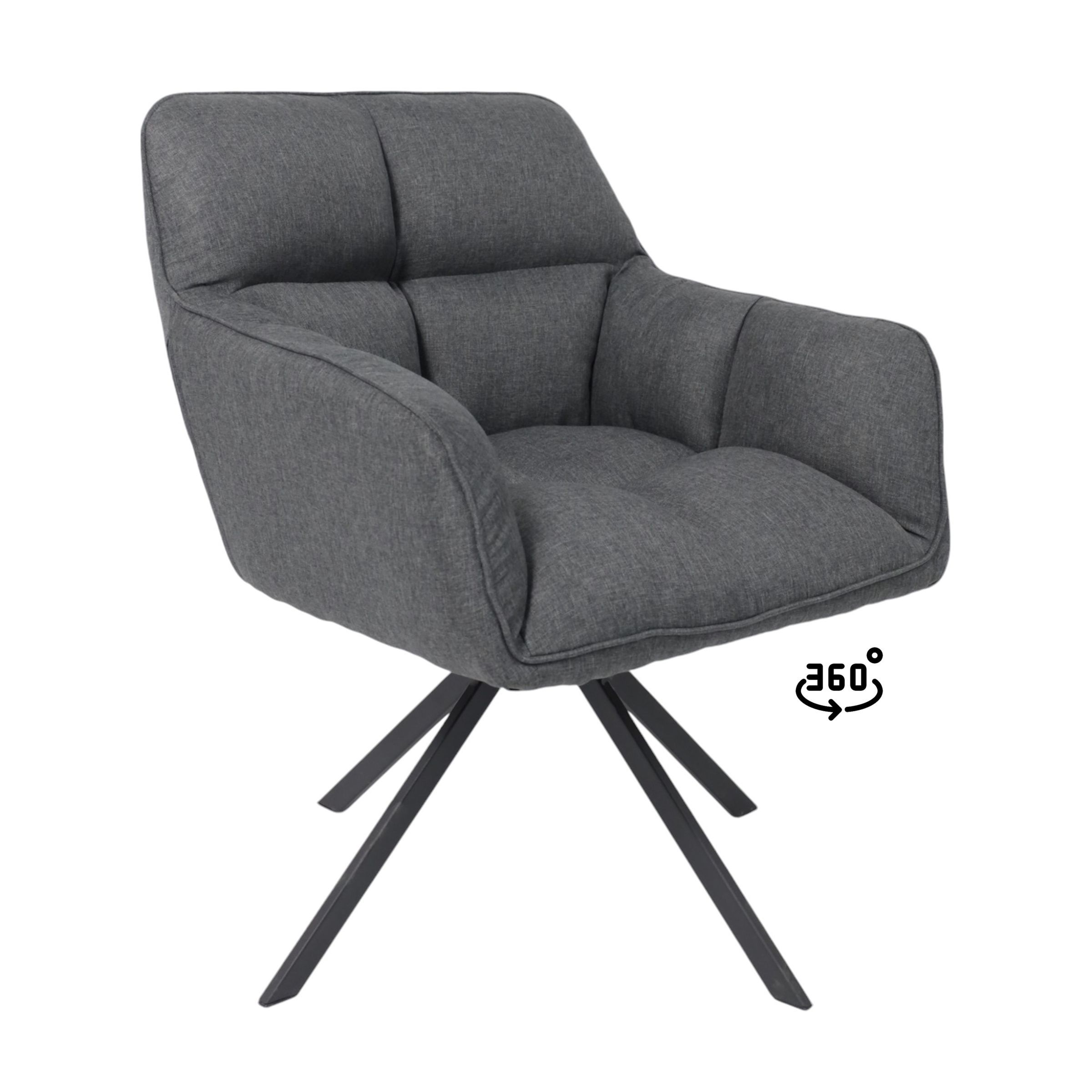 Кресло VIRGINIA, поворотное, ткань, тем.-серый MQ001-5/черный