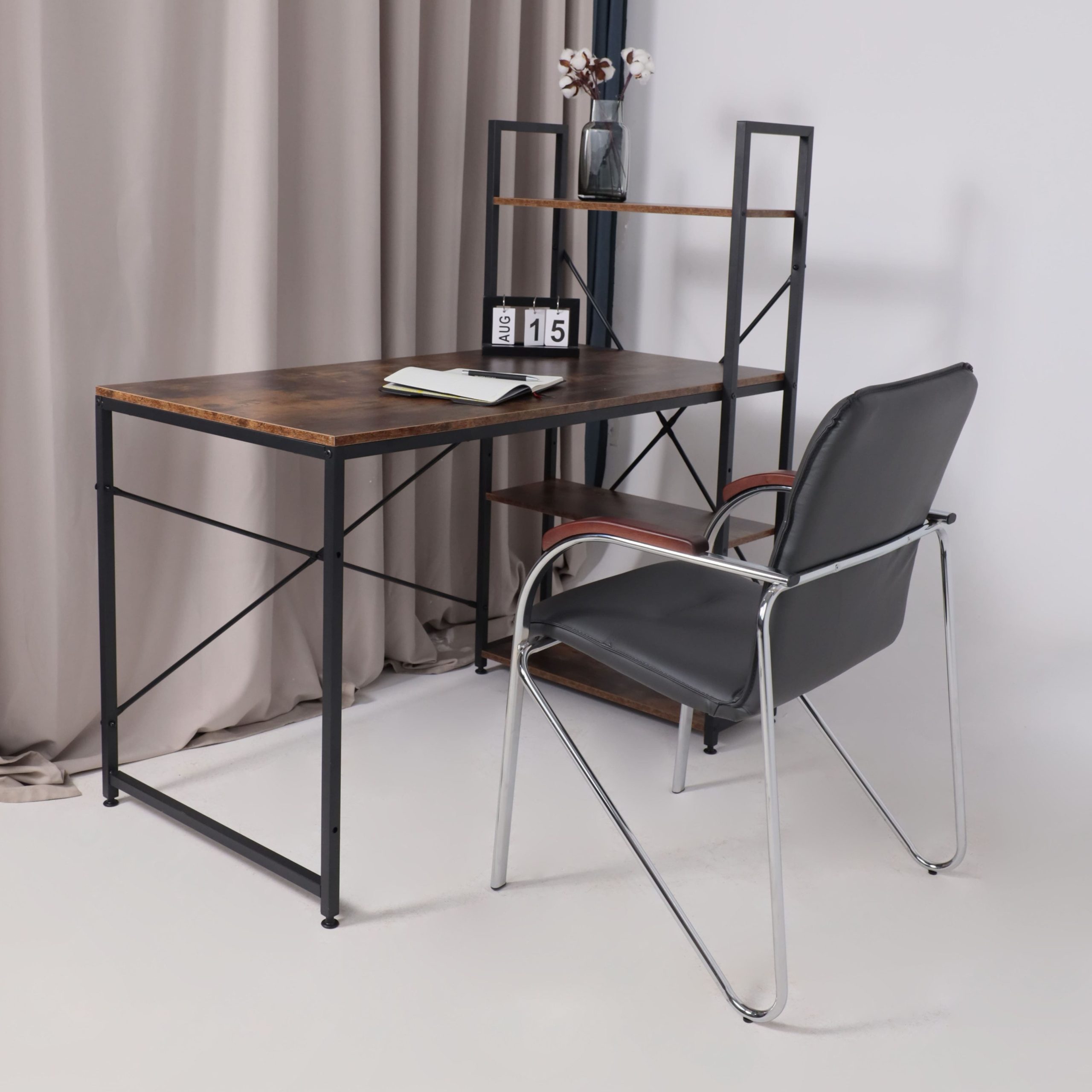 Кресло SAMBA AKS-1 Pegasso темно-серый, подлокотники дерево темное