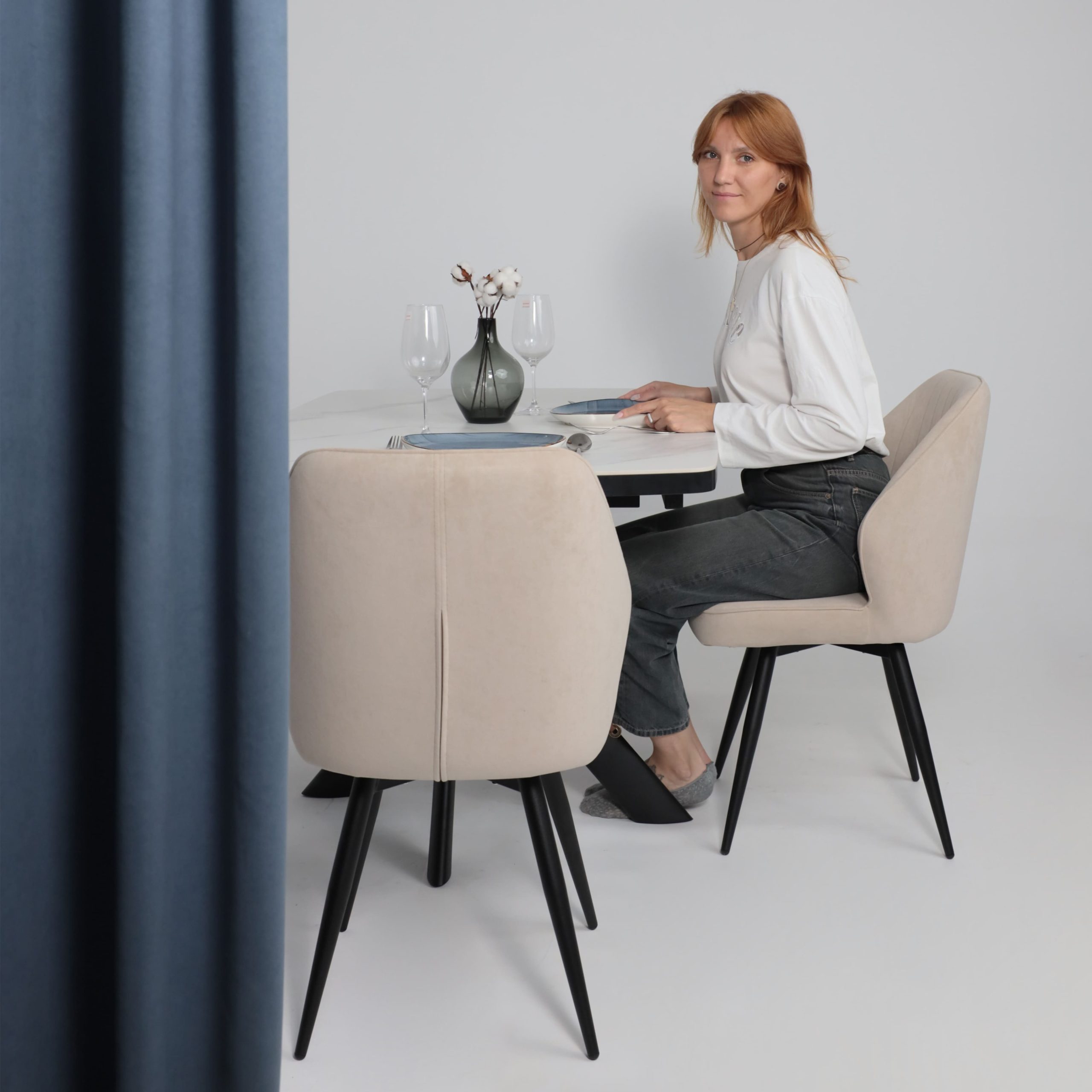 Стол LEONEL-130, раздвижной 130(165)х85, CALAKATTA ST CER/Черный